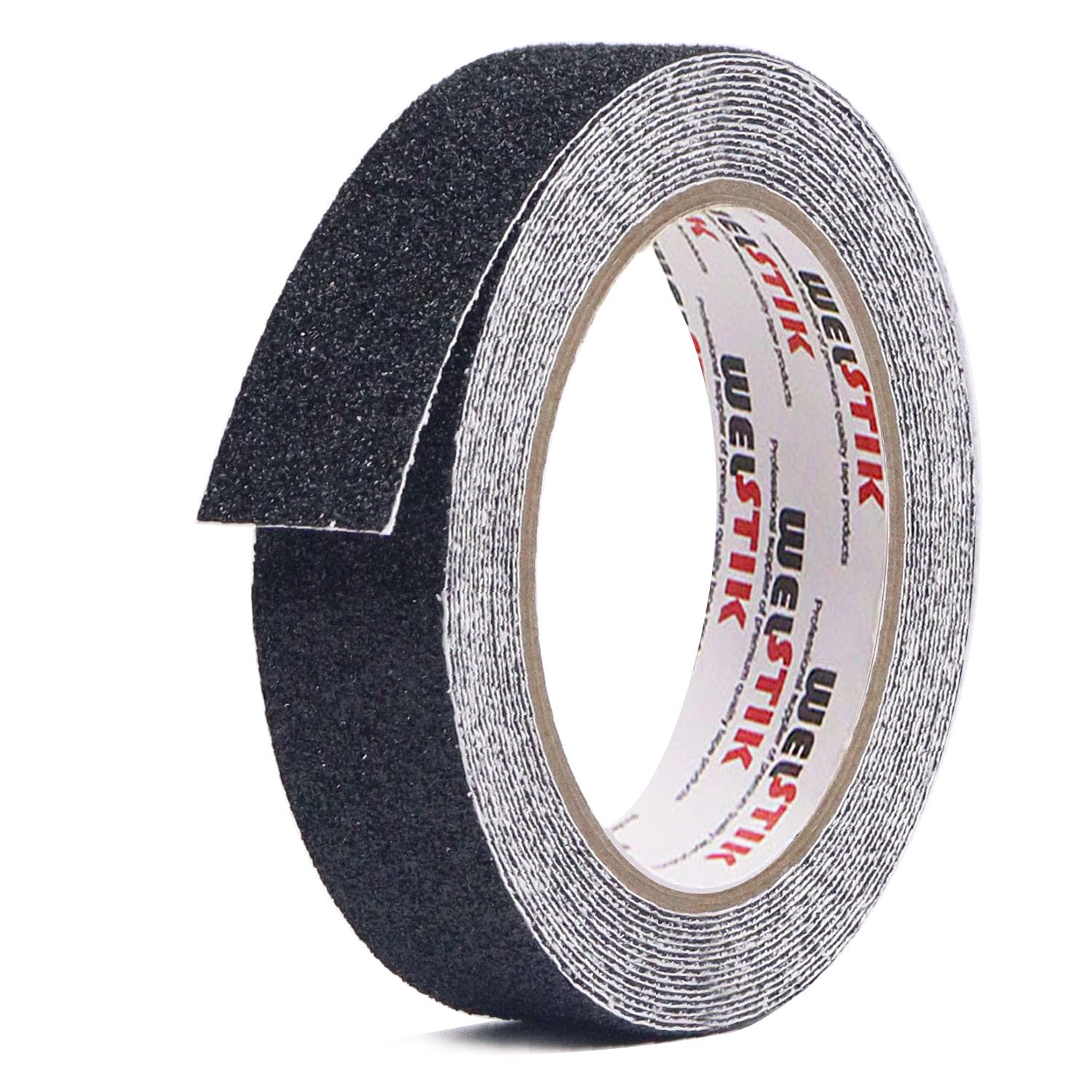 Ruban Antidérapant WELSTIK Haute Traction 5cm X 5m - Bande De Sécurité Anti-Glisse Noire/Jaune, Résistante Et Sans Résidus