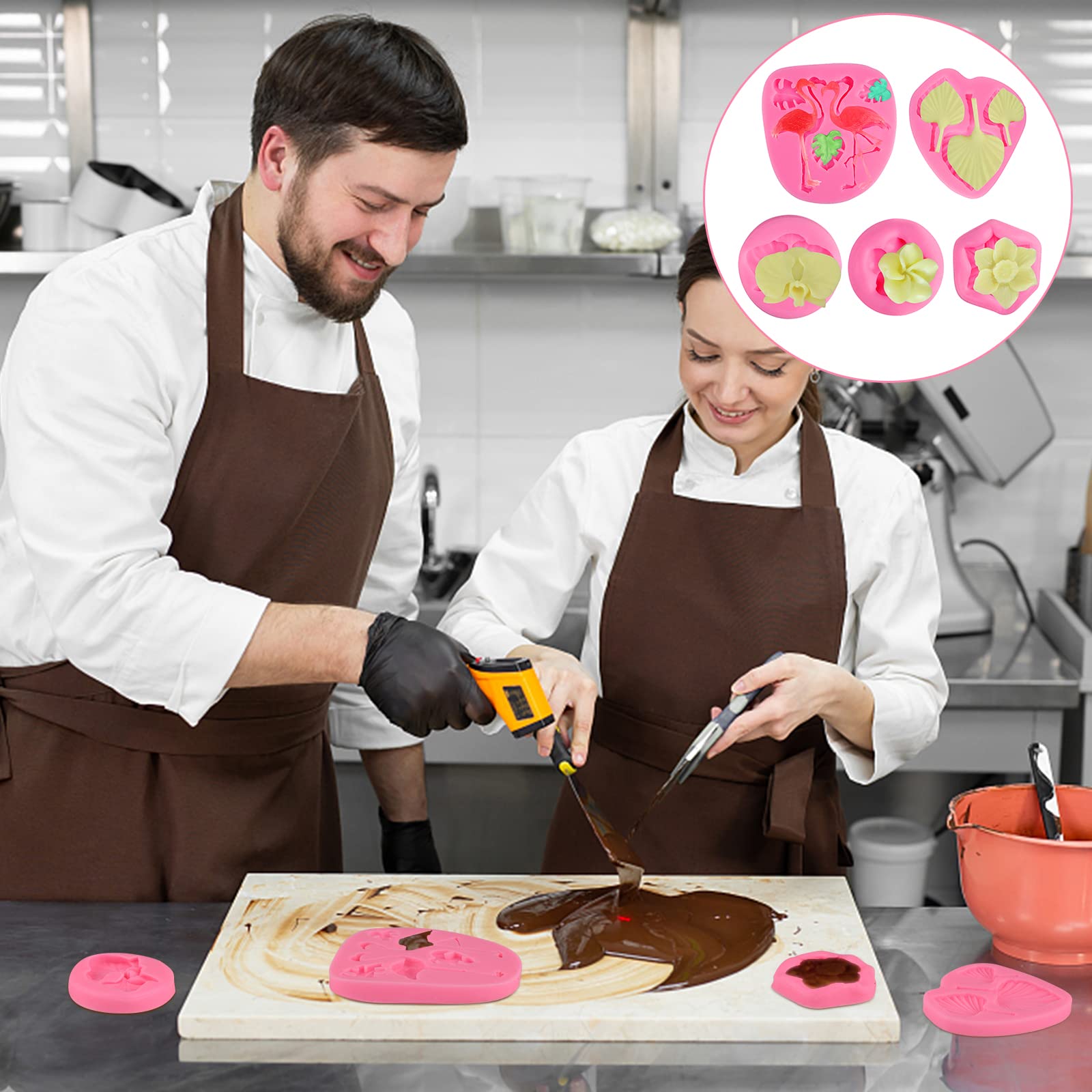 Tropische Silikonformen Set – Blätter, Flamingo, Ananas, Für Fondant, Harz, Ton, 8 Verschiedene Motive