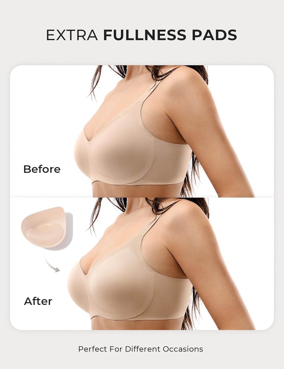 Women's Wireless Push Up Bra Seamless Comfortable Bras No Underwire Full Coverage Everyday Bralettes - Image 2