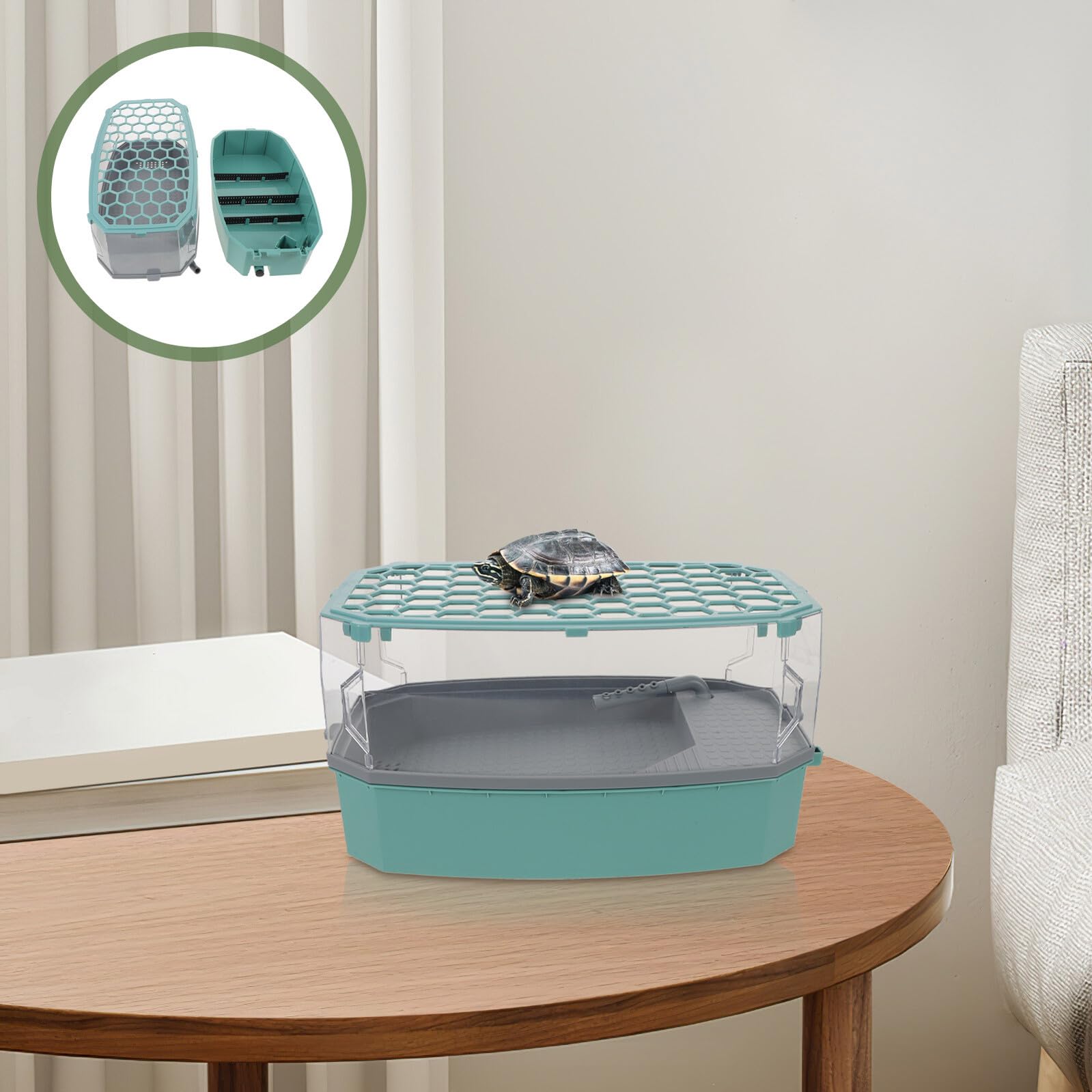 Toddmomy Terrarium pour Tortues avec Plateforme de Repos Petit Aquarium pour Tortues Eau Douce et Reptiles Conception Anti-évasion pour Habitat Sécurisé