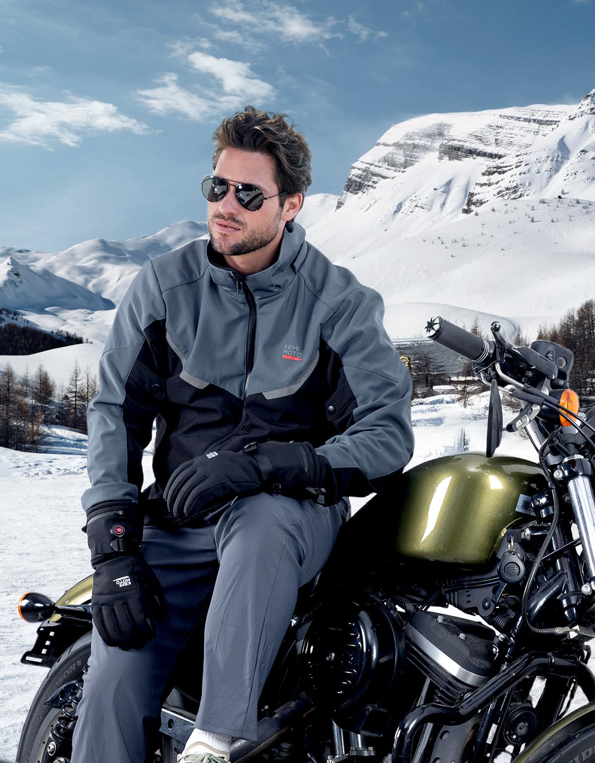 KEMIMOTO Gant Chauffant Moto, Rechargeables Électriques 2500MAH Gant Moto Hiver Imperméables Écran Tactile Thermiques avec 3 Réglages de Chaleur pour Patinage Ski Bicyclette Camping