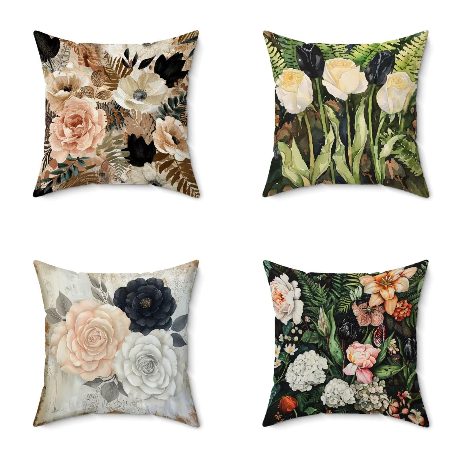 Poduszka outdoorowa 70 x 70 cm, zestaw 4 kolorów, poszewka na poduszkę, runo, wodoodporna, len, poduszka na sofę, HD, dwustronny nadruk, poduszka dekoracyjna do użytku na zewnątrz, do ogrodu, na taras