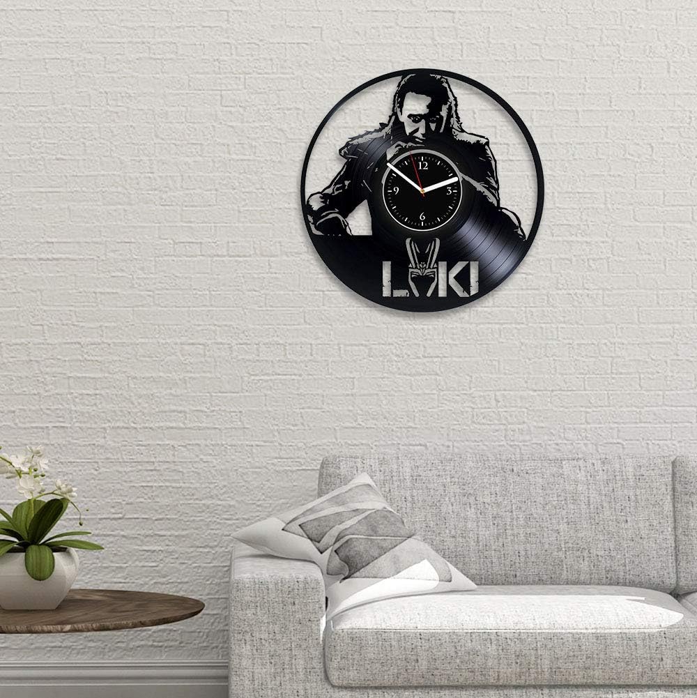 Clock Loki Vinyl Wall Clock Comics Home Decor Loki Vinyl Art Loki Xmas Idea for Man Comics Vinyl Record Clock Avenger for Woman Loki Wall Clock Large Comics Wall Art