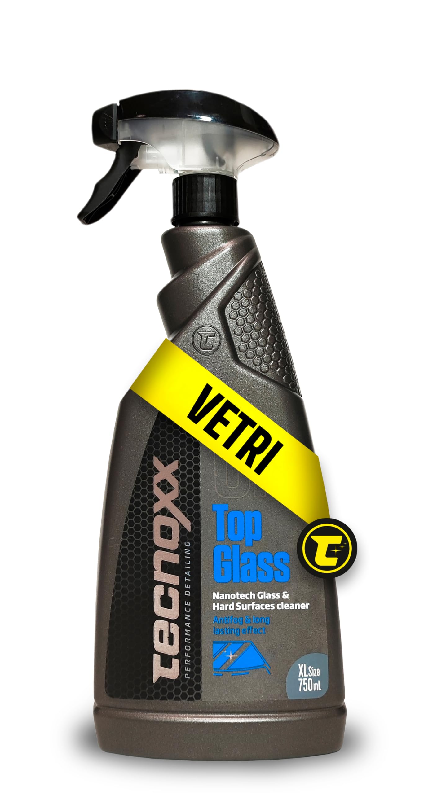 Tecnoxx - Top Glass. Pulitore Multiuso a Base di nanotecnologie per navigatore multimediale Touch Screen, cruscotto del Veicolo e Vetro. Flacone Spray XL da 750 ml