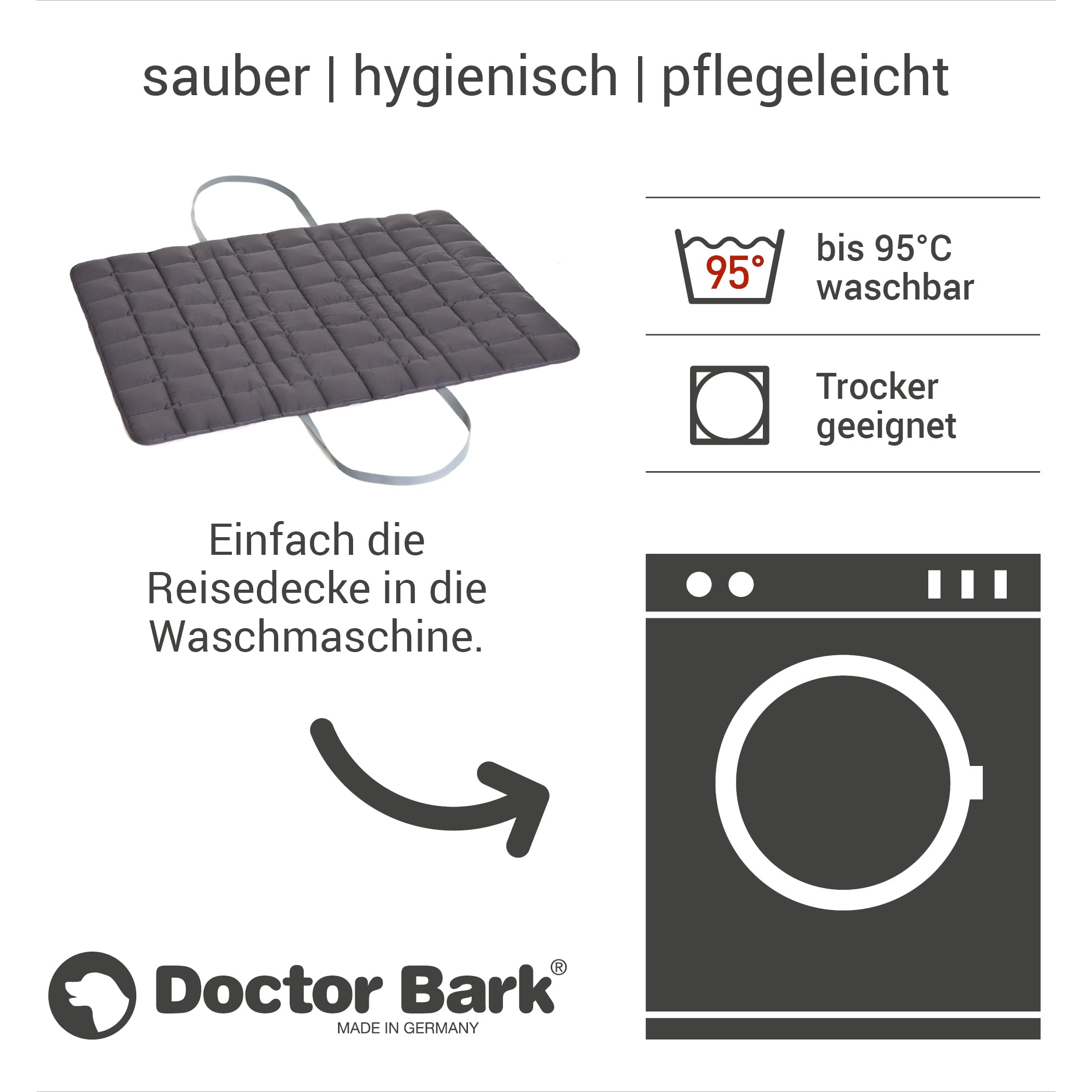 Doctor Bark Travel Bag für Hund und Besitzer, praktische Reisedecke, Allergiker geeignet - waschbar bei 95°C Größen erhältlich