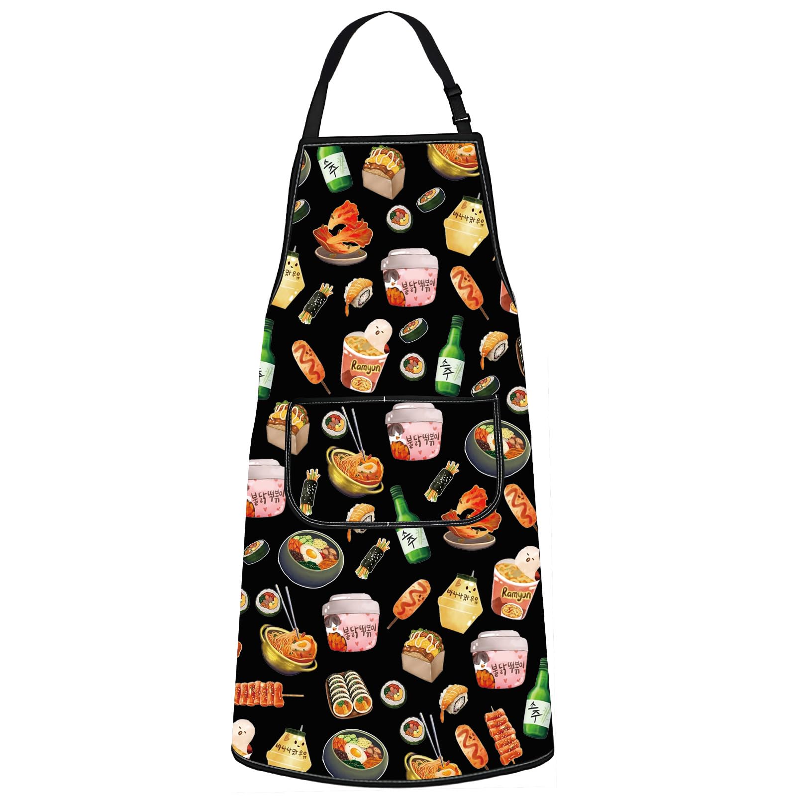 G2TUP Korean Kitchen Apron Korean Food Gifts Korean Ramen Apron Kimchi Lover Gifts Korea Seoul Apron