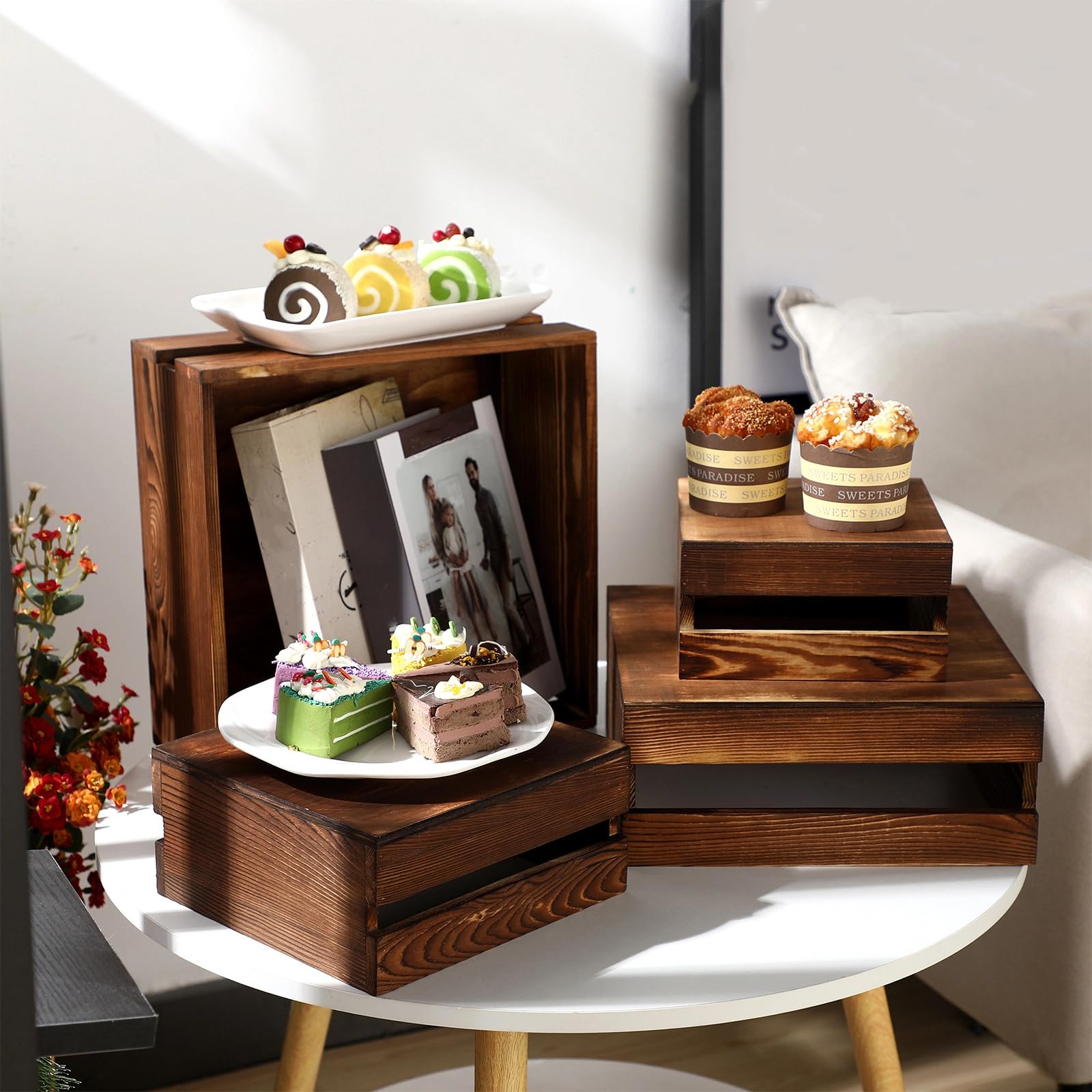 Amazon｜Sieral 木製カップケーキディスプレイスタンド 装飾デザート