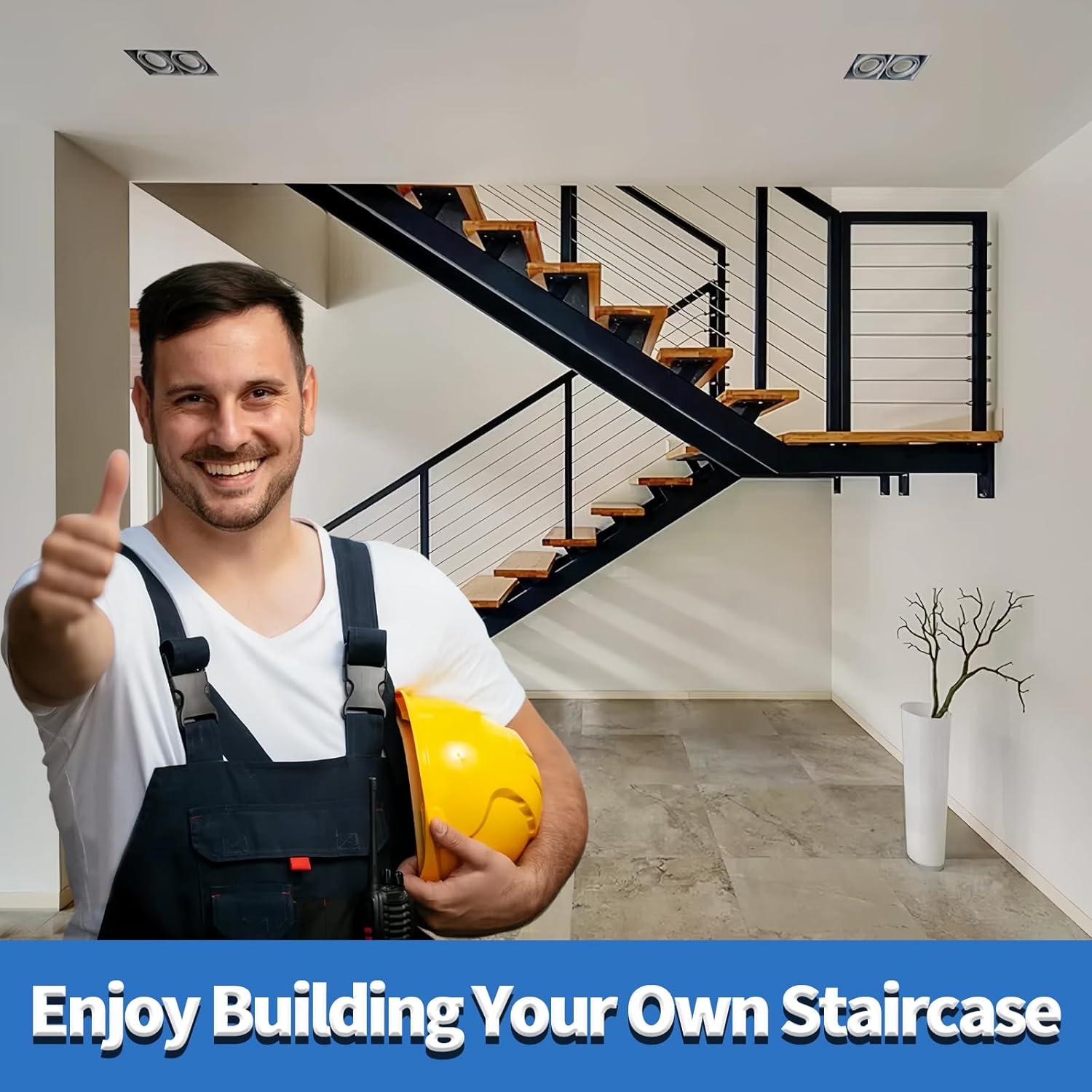 1000FT 1/8" Black Stainless Steel Cable 7x7 Strands Aircraft Deck Cable Railing Kit System T316 Wire Rope with Cable Cutter 1850 lb Breaking Strength, Metal Wire Cable for Fence