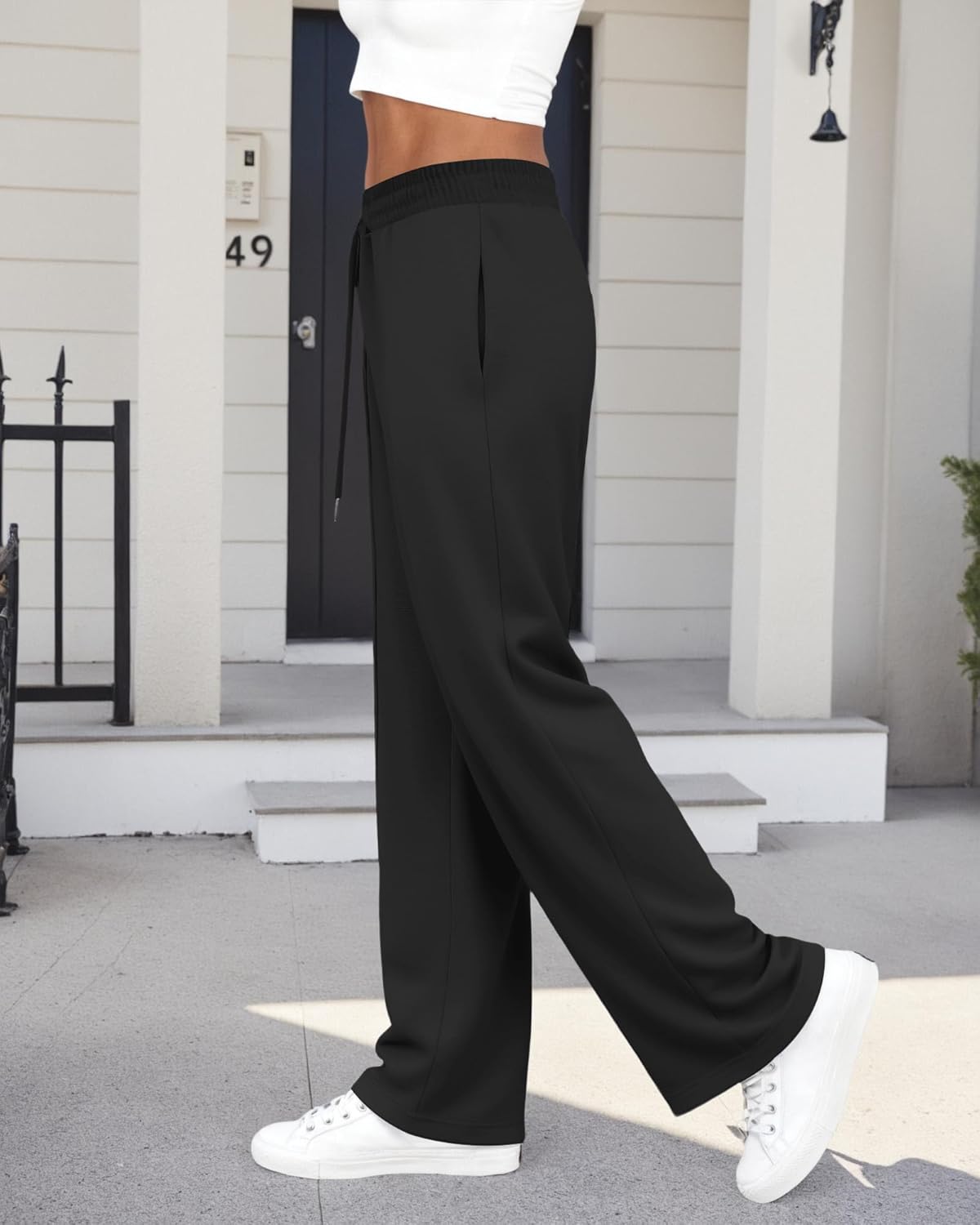 Womens Wide Leg Sweatpants High Waisted Drawstring Sweatpant Baggy Pants with Pockets Athletic Joggers - Image 6