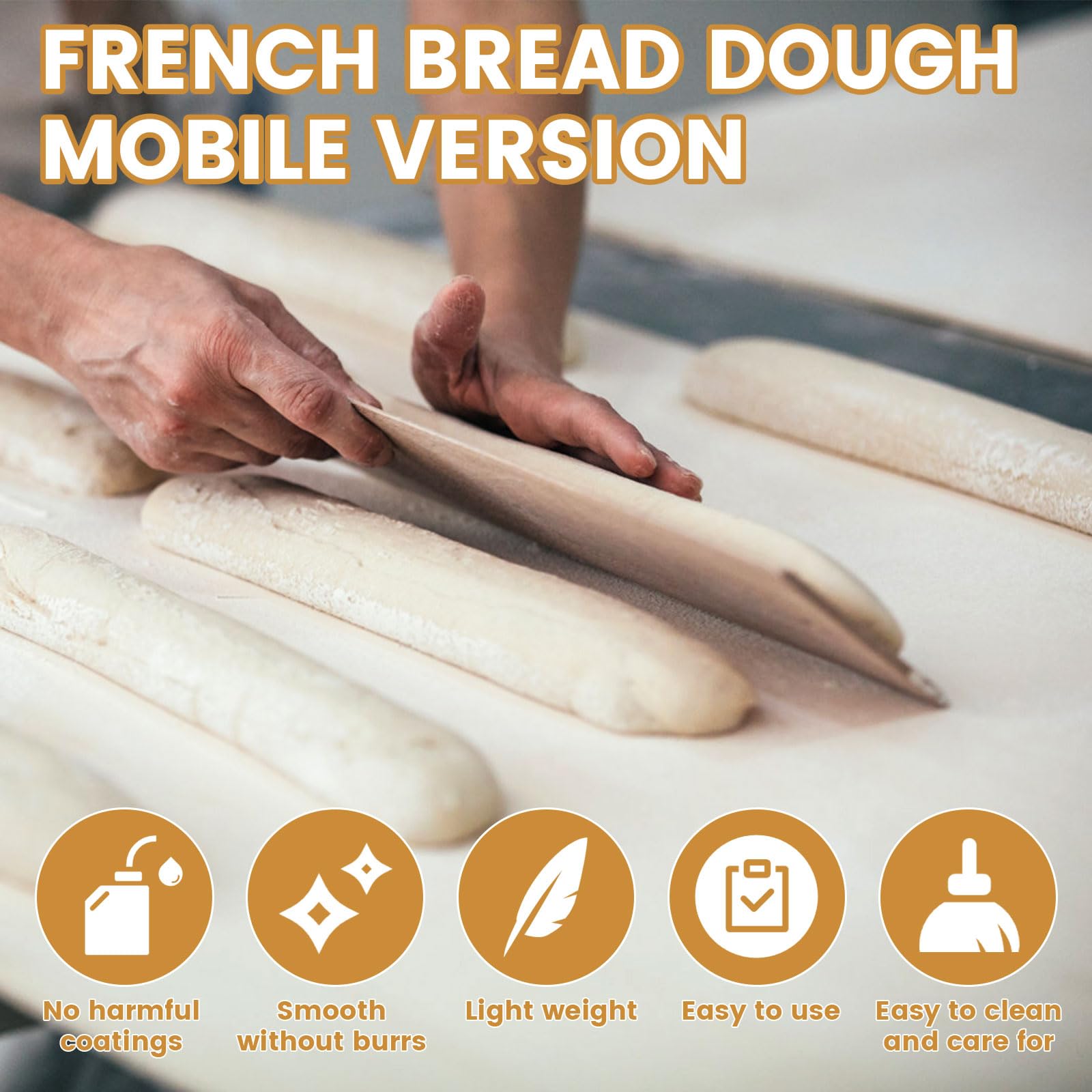 FALESOUL Transfer Peel, Flipping Board for French Bread Baking, Keep Dough in Shape, Made with Food-Grade Premium Beech Wood for French Bread Baking