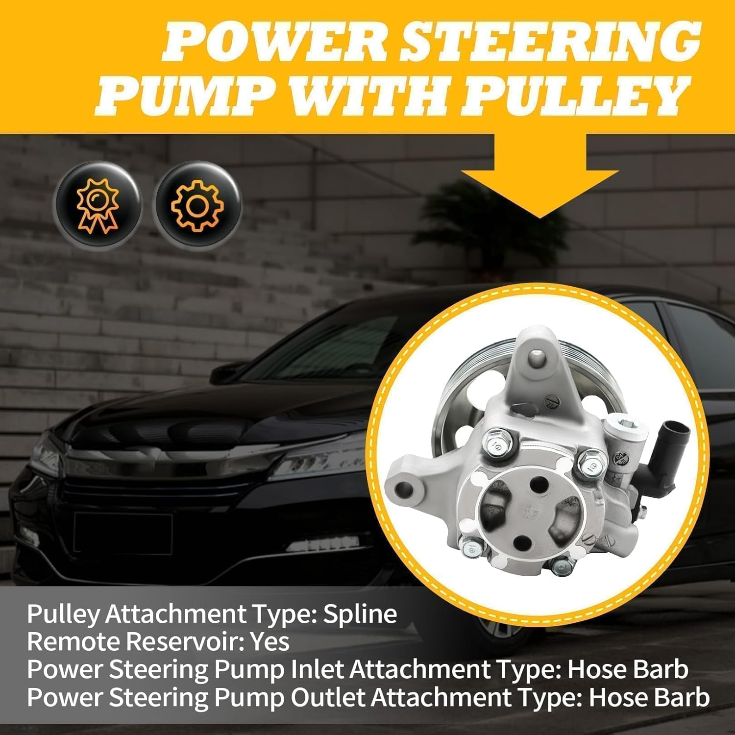 21-5341 Power Steering Pump with Pulley Compatible with Accord EX/LX L4 2.4L 2003 2004 2005 2006 2007 96-5341 56110RAAA01