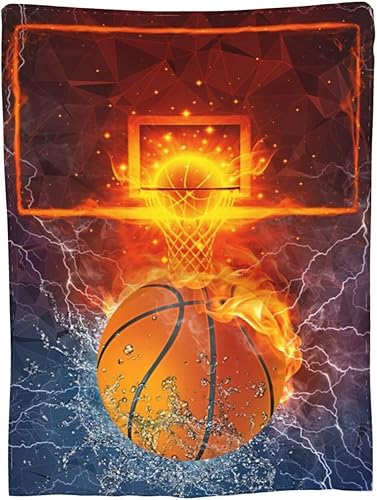 Miniatura 9 de Manta de baloncesto súper suave y cálida, manta de regalo de baloncesto, aplicable a todas las estaciones, para cama, sofá, sala de estar (60 x 50