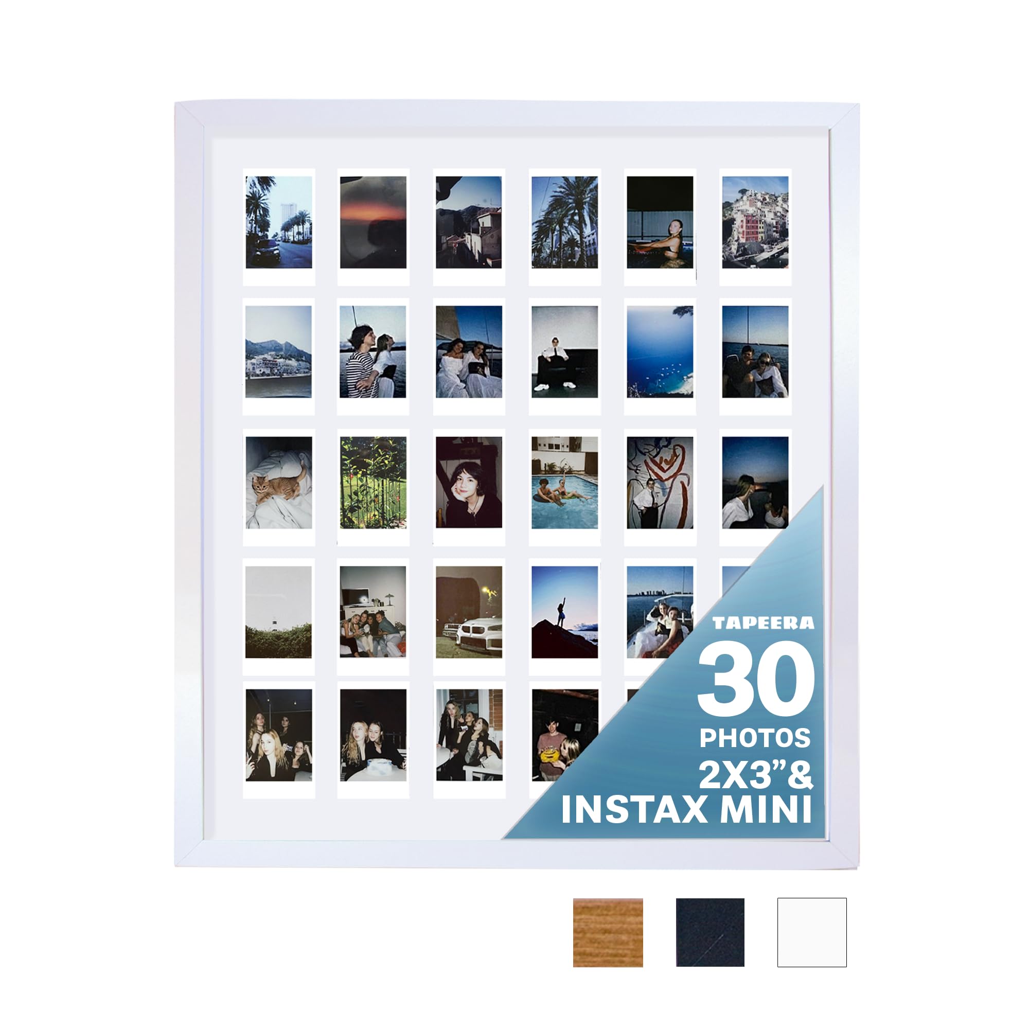 Tapeera Portafotos Múltiple Blanco para Pared – Compatible con Polaroid e Instax – Grande Marco Collage de Fotos – Mini Marco de Fotos para Pared (Blanco, Instax mini / 2x3)