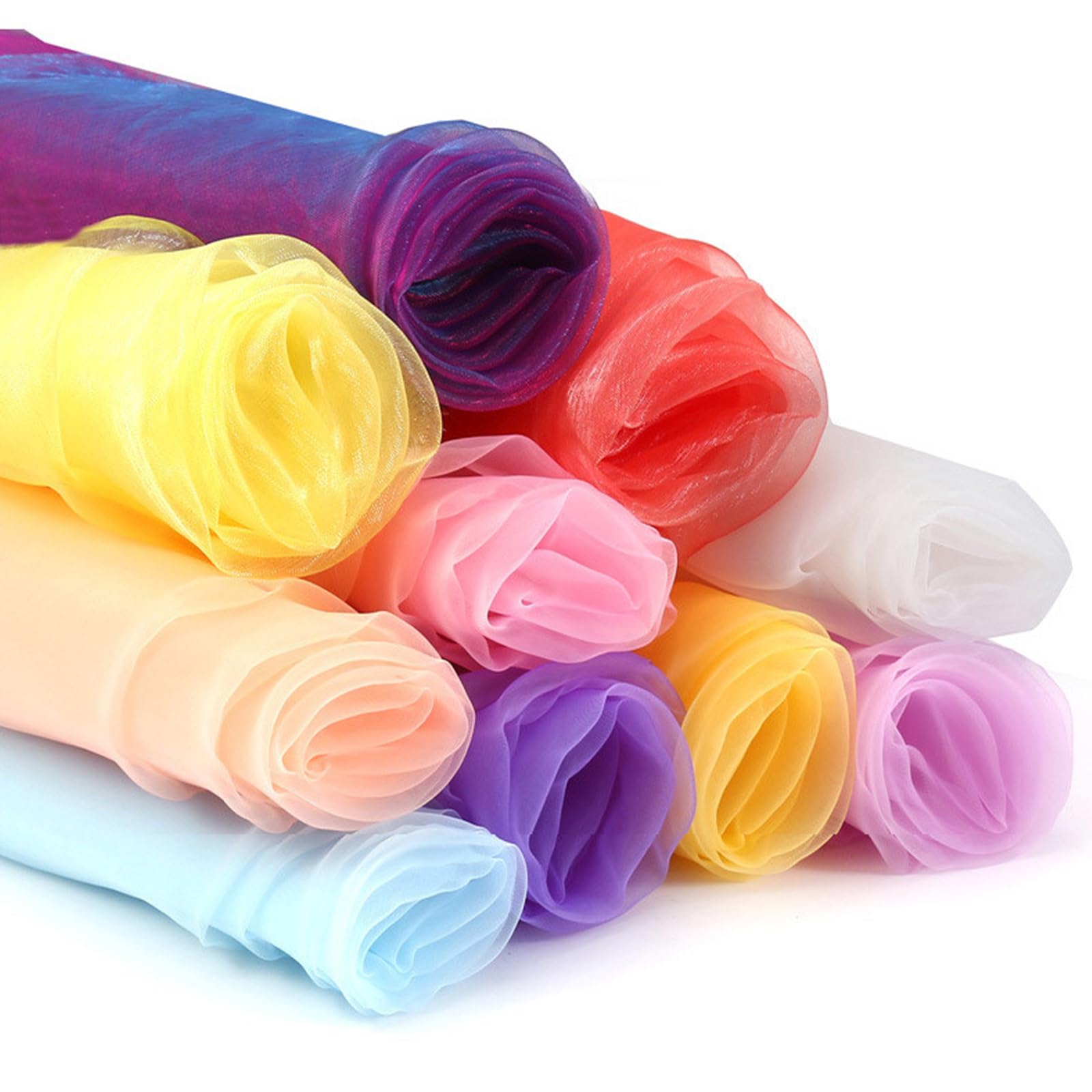 Rainbow Colored Gauze Materials 2M Long Assorted Decorative Cloth Accessories for Event and Holidays Celebration Tulle Fabric