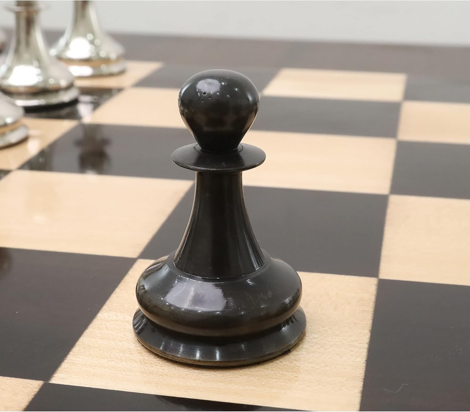 Royal Chess Mall - 4.5" Jacques Staunton 1849 - Luxury Brass Metal Chess Pieces Only Set - Silver