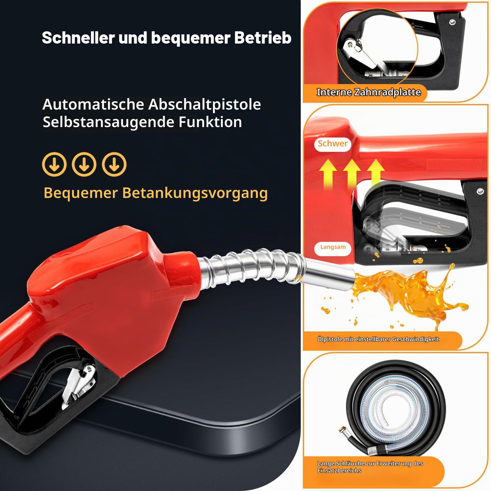 Dieselpumpe 230V Selbstansaugend Ölpumpe 60L/min Ölpumpe Heizölpumpe mit Ölpistole und Öleinlassrohr/Öl-Auslassrohr 550W Heizölpumpe Ölabsaugpumpe, Elektrisch Umfüllpumpe