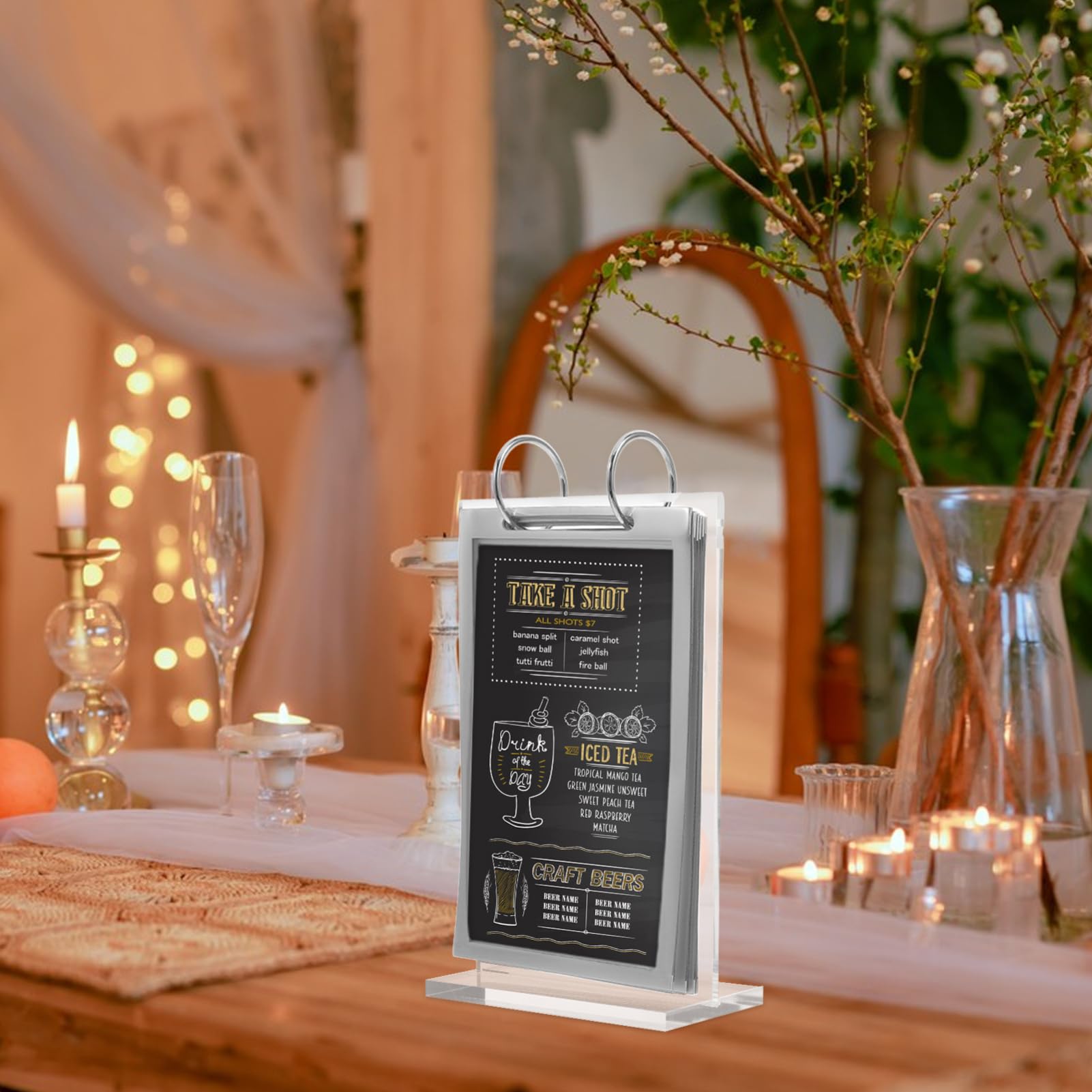 SEWACC 5 Elegantes Caballetes Para Exhibir Menús Y Carteles Con Base Para Restaurantes Y Oficinas.