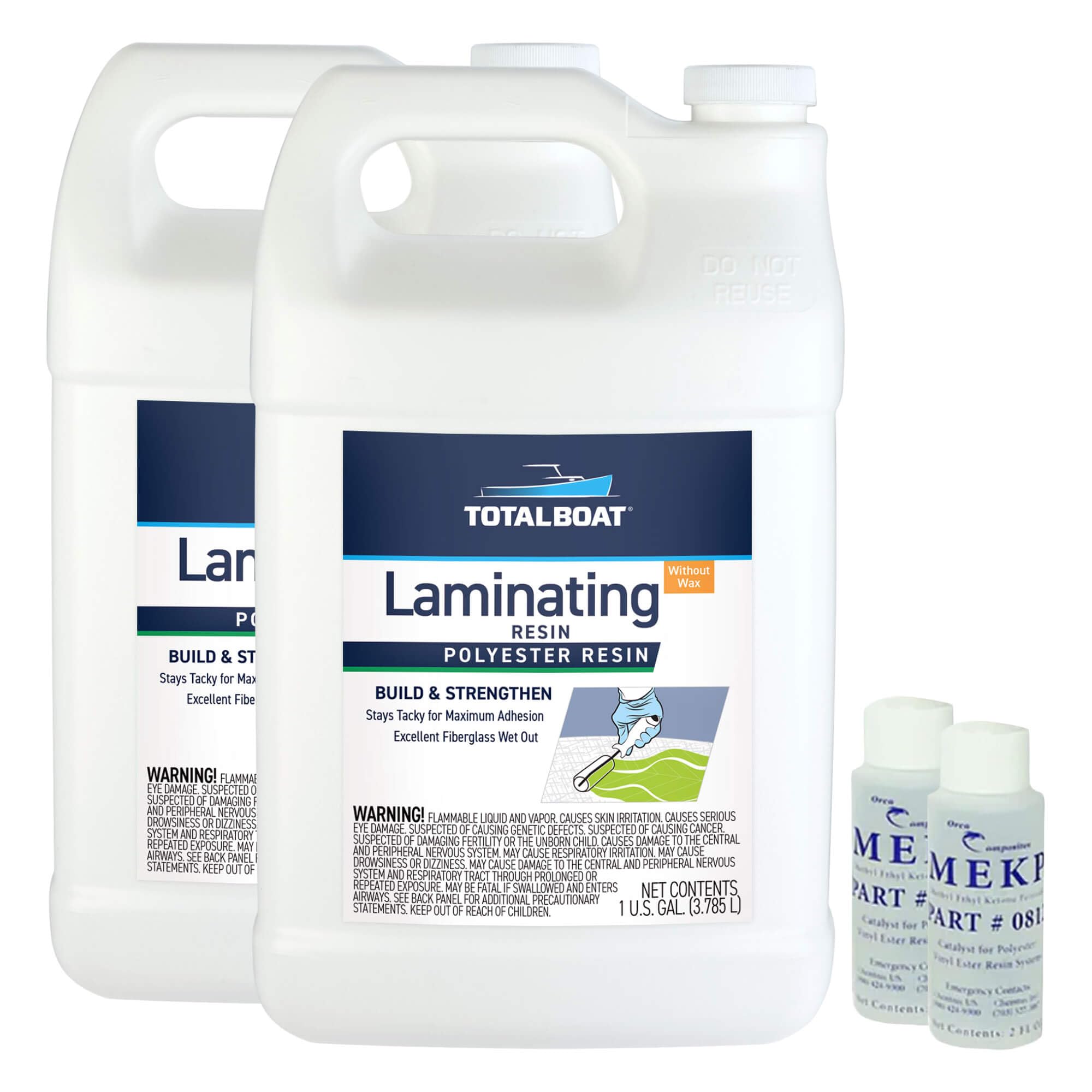 TotalBoatPolyester Laminating Resin - Marine Grade Fiberglass Resin and MEKP Catalyst for Layups and Repairs (2-Gallon)