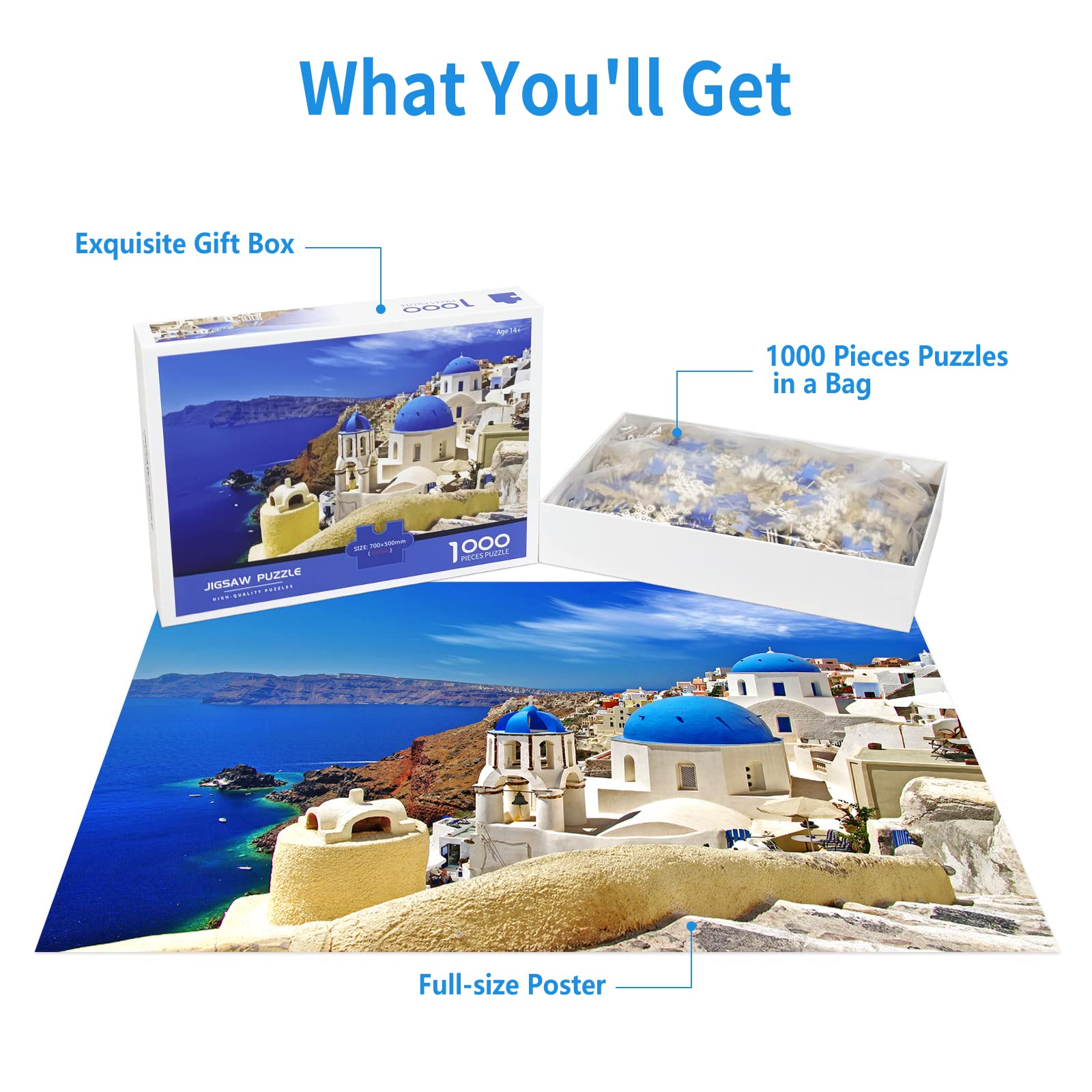 Amazon.com: 1000 Piece Puzzle for Adults Aegean Sea Puzzles Greece