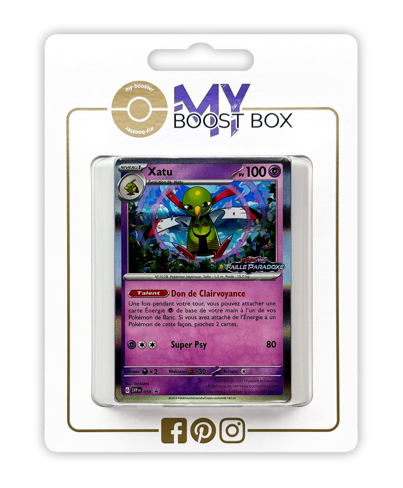 Xatu SV059 Holo - Myboost X Écarlate et Violet 4 - Faille Paradoxe Box of 10 Pokemon French Cards