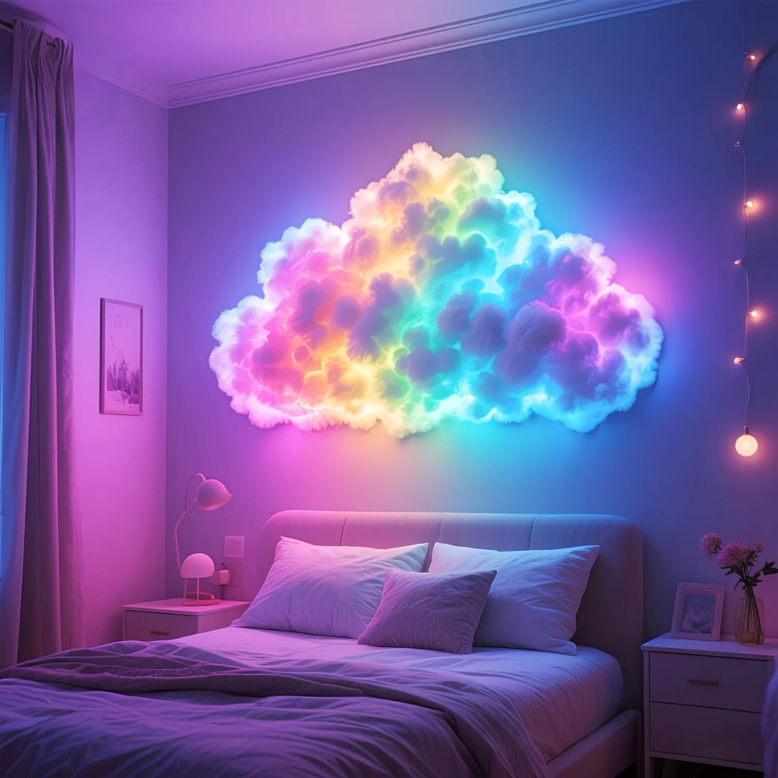 Lampada LED 3D USB Thunder Cloud con Illuminazione Musicale d ' Atmosfera per la Camera da Letto, Decorazione per Feste, luci per Feste
