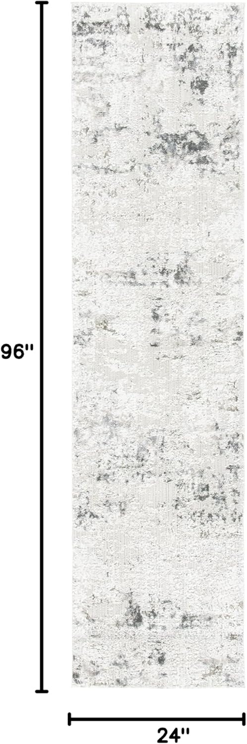 SAFAVIEH Princeton Collection Runner Rug - 2' x 8', Ivory & Grey, Boho Tribal Distressed Viscose Design, Ideal for High Traffic Areas in Living Room, Bedroom (PRN532A)