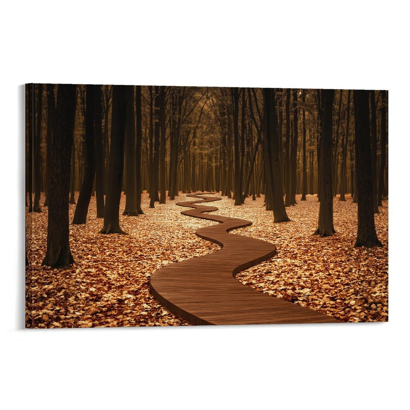 XPASHIQWC Autumn Forest Wall Decor Poster Winding Path Canvas Prints Picture Modern Wall Art Picture Wall Hanging for Office Gym Living Room Decor 20x30inch(50x75cm)
