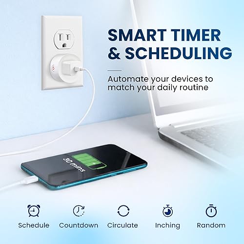 Miniatura 3 de Osprey - Enchufe inteligente, enchufe de salida Wi-Fi compatible con Alexa y Google Home, aplicación automatizada, función de temporizador, función