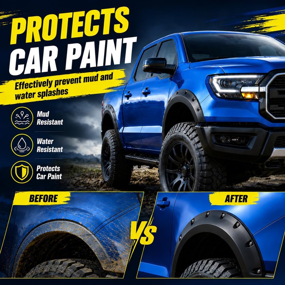 LQI Fender Flares Compatible with Toyota Tundra SR 2014-2020 | SR5 | Platinum | Limited | 1794 Edition| TRD PRO | Regular Cab | Double Cab | Crewmax Cab 66.7"|78.7"|97.6" Bed Models Textured 4PCS