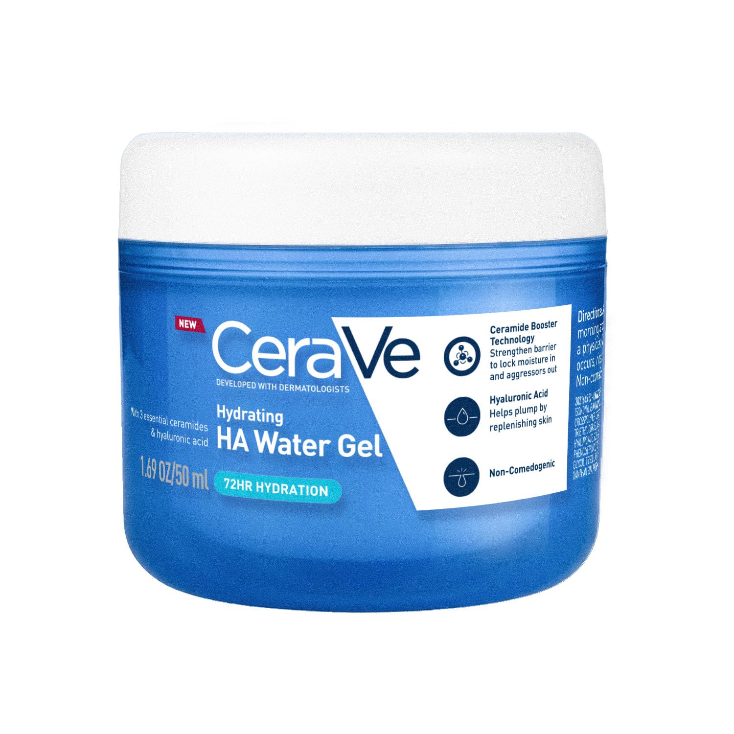 CeraVe HA Water Gel with Hyaluronic Acid, Ceramides & Niacinamide for Plumpy hydration|Oil-free gel moisturizer| 3 sec fast absorption| Dermat recommended for Women & Men| 50 ml-image-47