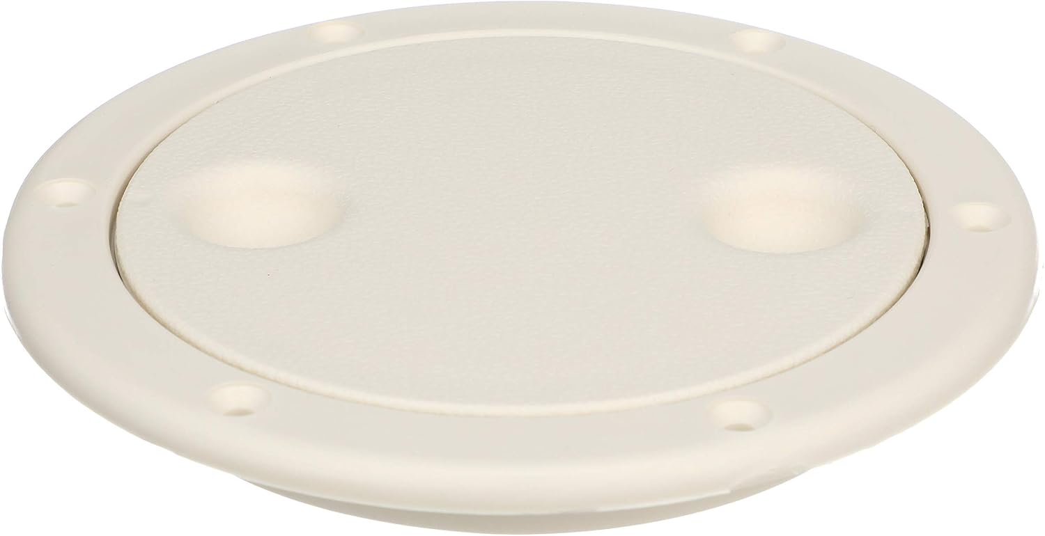 Seachoice Twist 'N' Lock Marine Boat Deck Plate, White Finish, Up to 4-1/2 in.