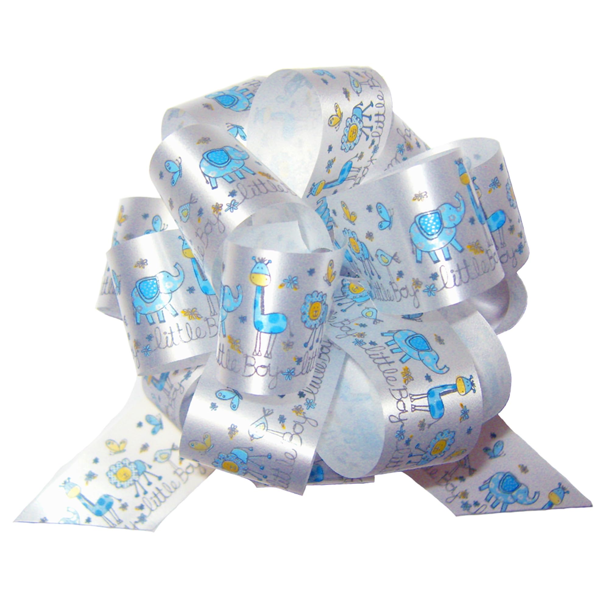 Hampabox Boys Multicolor Blue Little Pull Bow - Baby Birthday Basket Hamper Party Bows (2 Sizes) (15Cm Diameter)