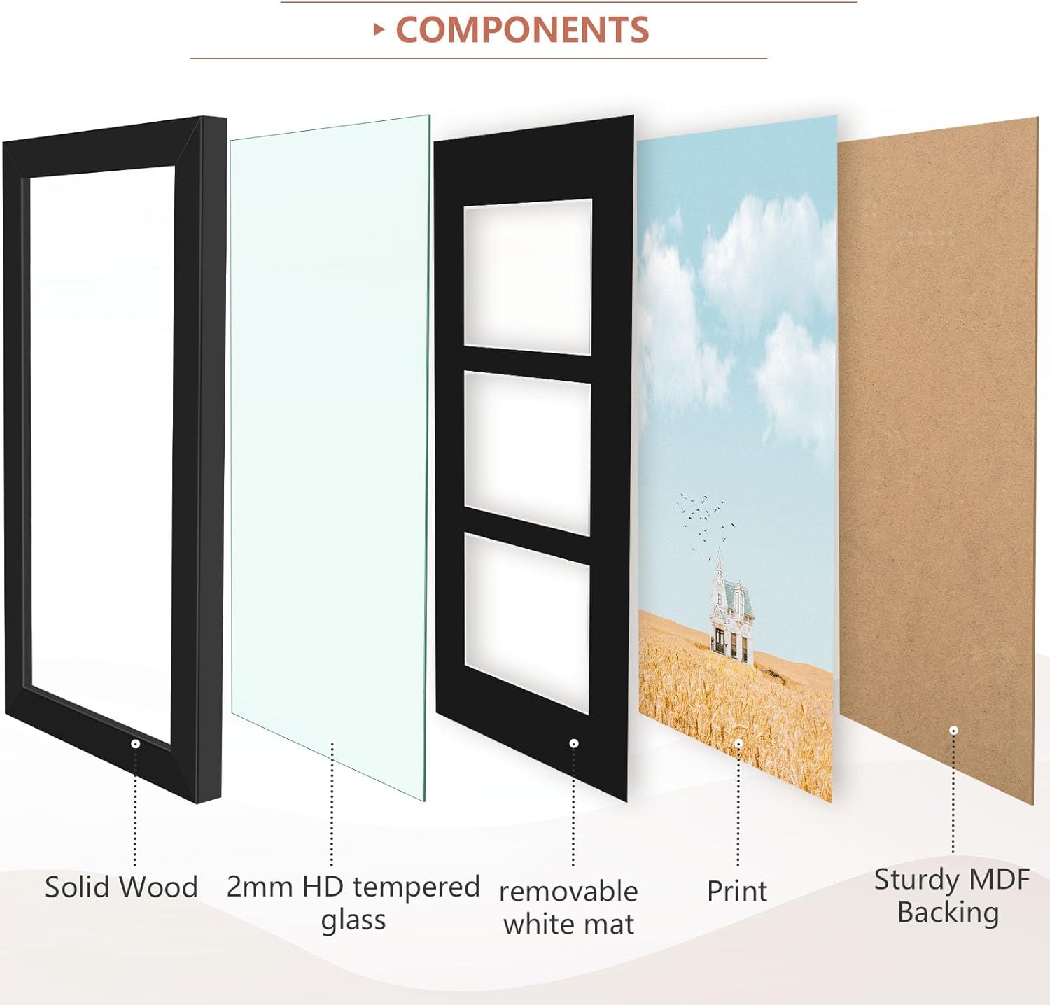 Golden State Art 7x14 Wood Frame for Three 4x6 Picture - Black with 3-Opening Black Mat Color - Portrait or Landscape Wall Mounting - Sturdy and Easy to Install - Real Glass Front (Black, Wood) - Image 8