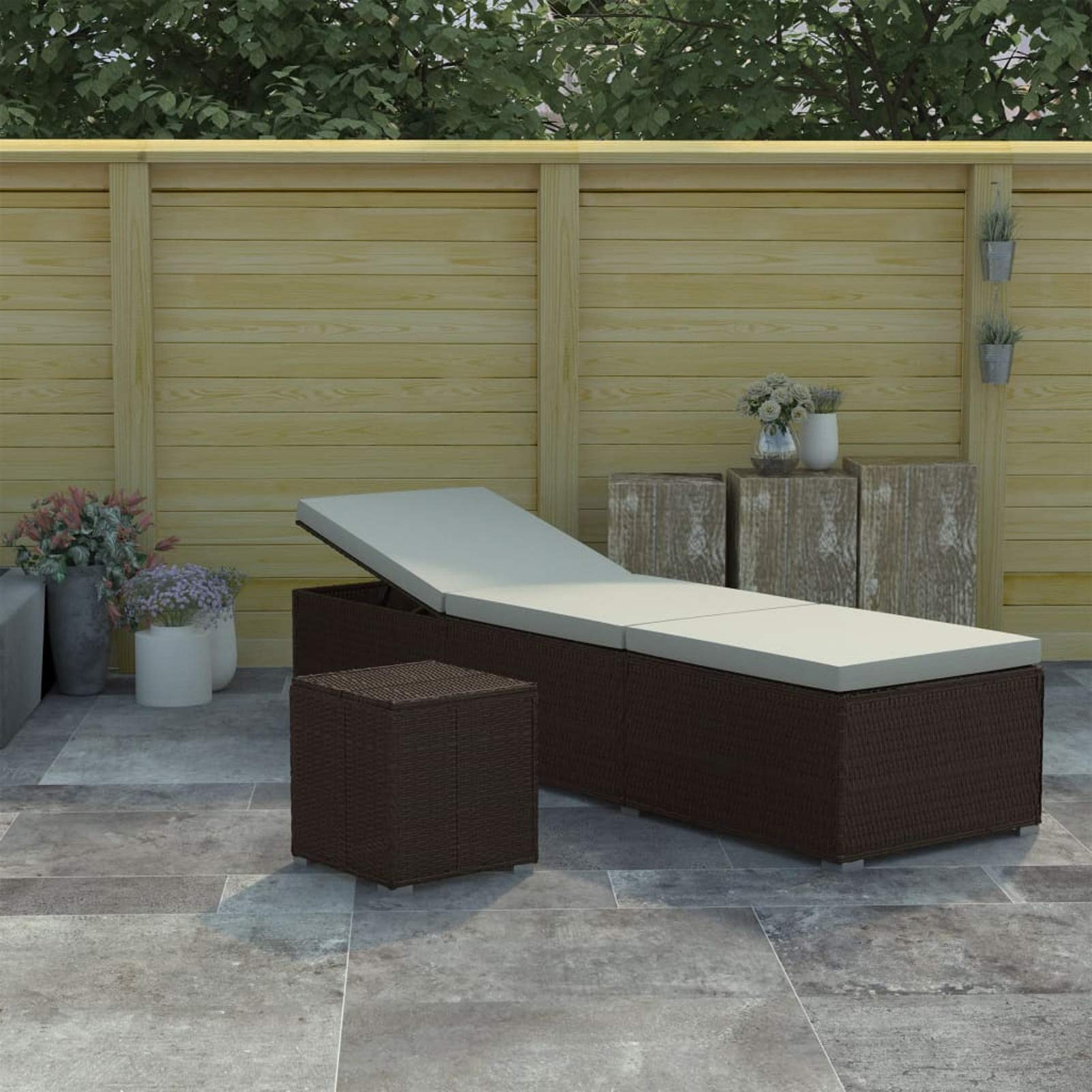 Faroom Tumbonas de Ratán y Aluminio + Mesa Jardín, Tumbonas Piscina Respaldo Regulable Tumbona Jardin Exterior Tumbona de Jardín con Cojines Blanco