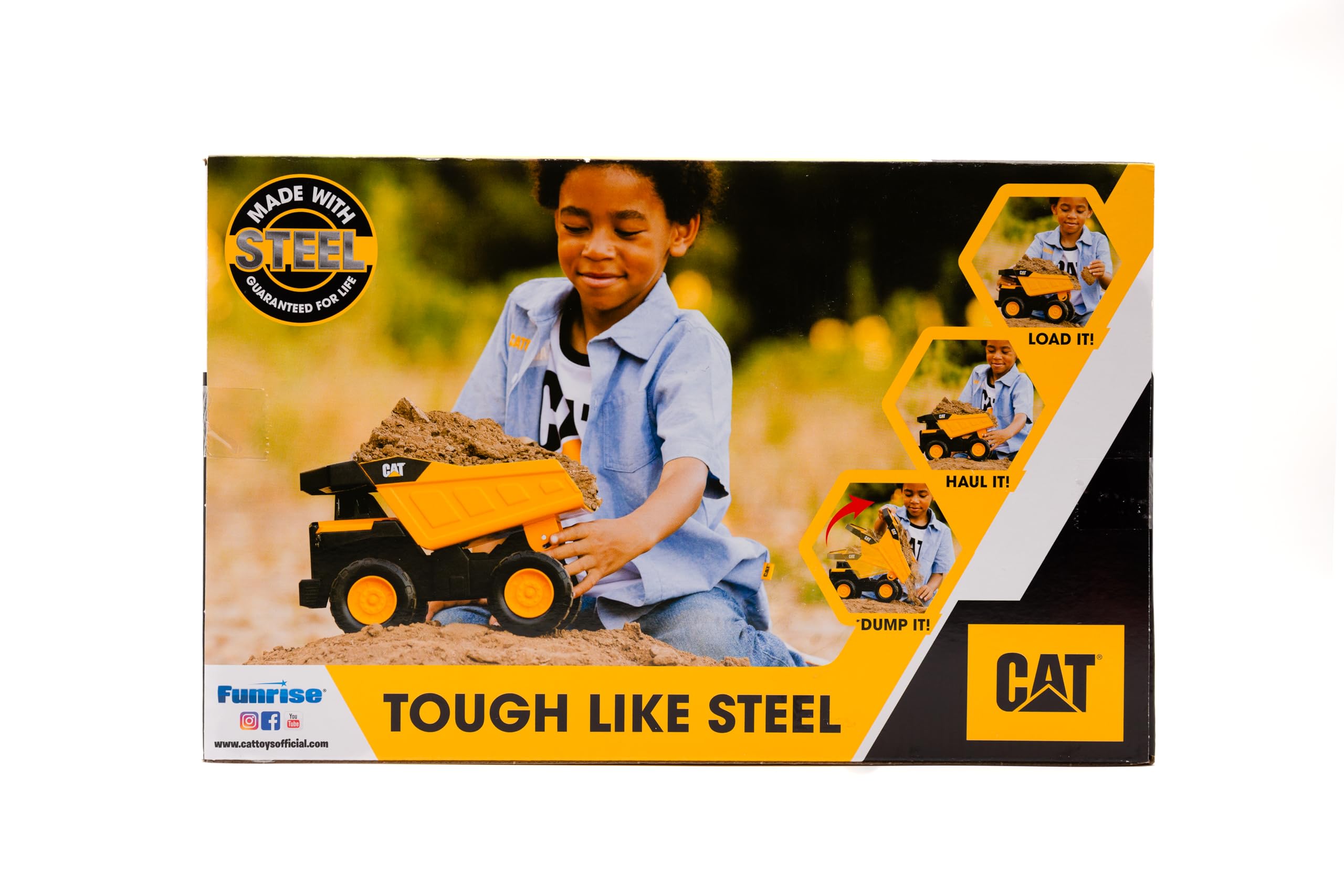 CAT Construction, Compact Steel Max Dump Truck 12" - Heavy Duty Steel Construction Toy with Realistic Working Dump Bed – Durable Vehicle for Indoor & Outdoor Play – Ages 3+