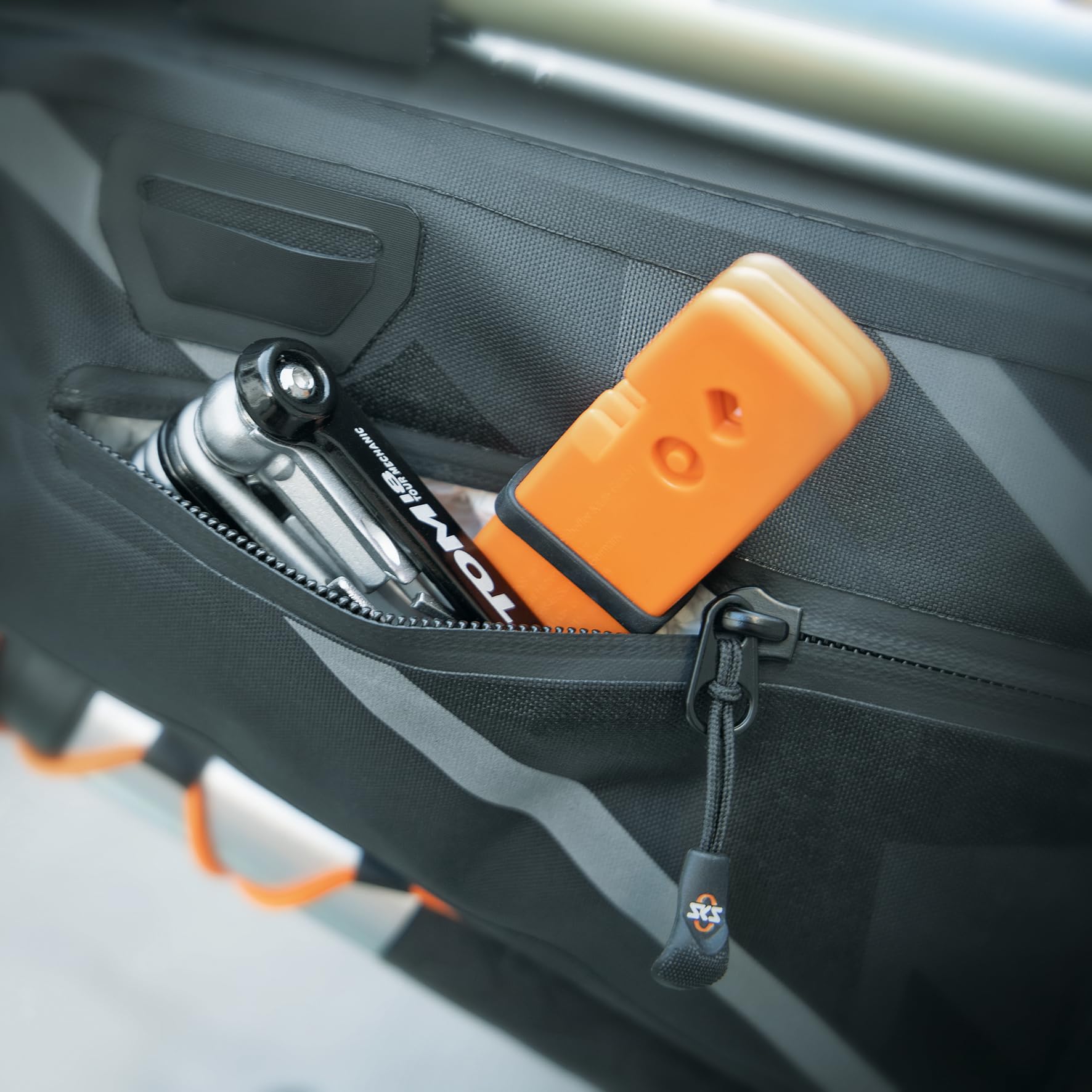 SKS GERMANY Explore Frame Bag torba na ramę roweru (torba rowerowa, schowek na fiolet, zgrzewany, wodoodporny materiał wierzchni, skracane paski na rzepy), czarna