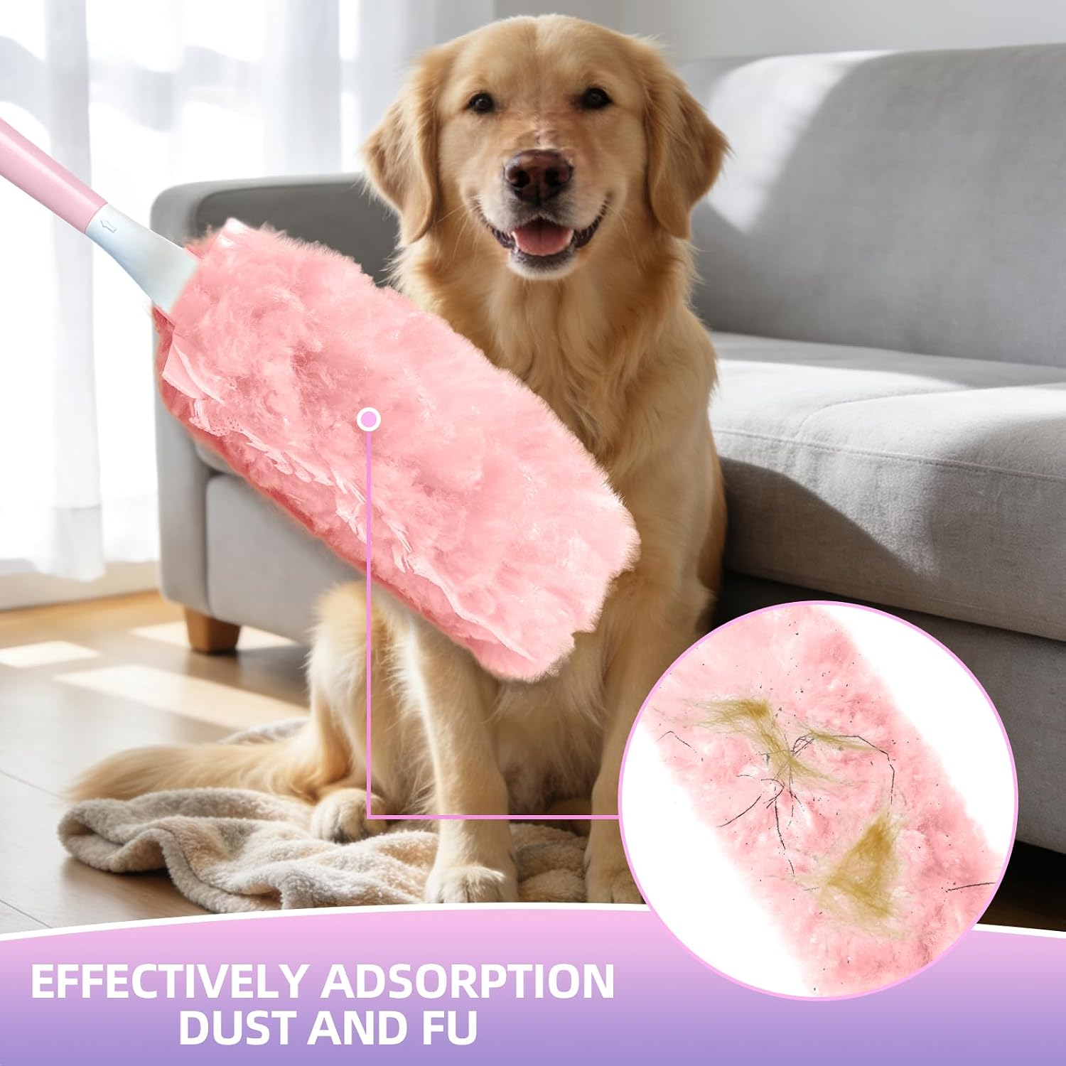 30 Count Duster Refills Compatible with Swiffer Handle, 360° Multi-Surface Duster Refills with 1 Handle, Dusters with 5X Microfibers for Cleaning Home, Furniture, Electronics, Office, Blinds