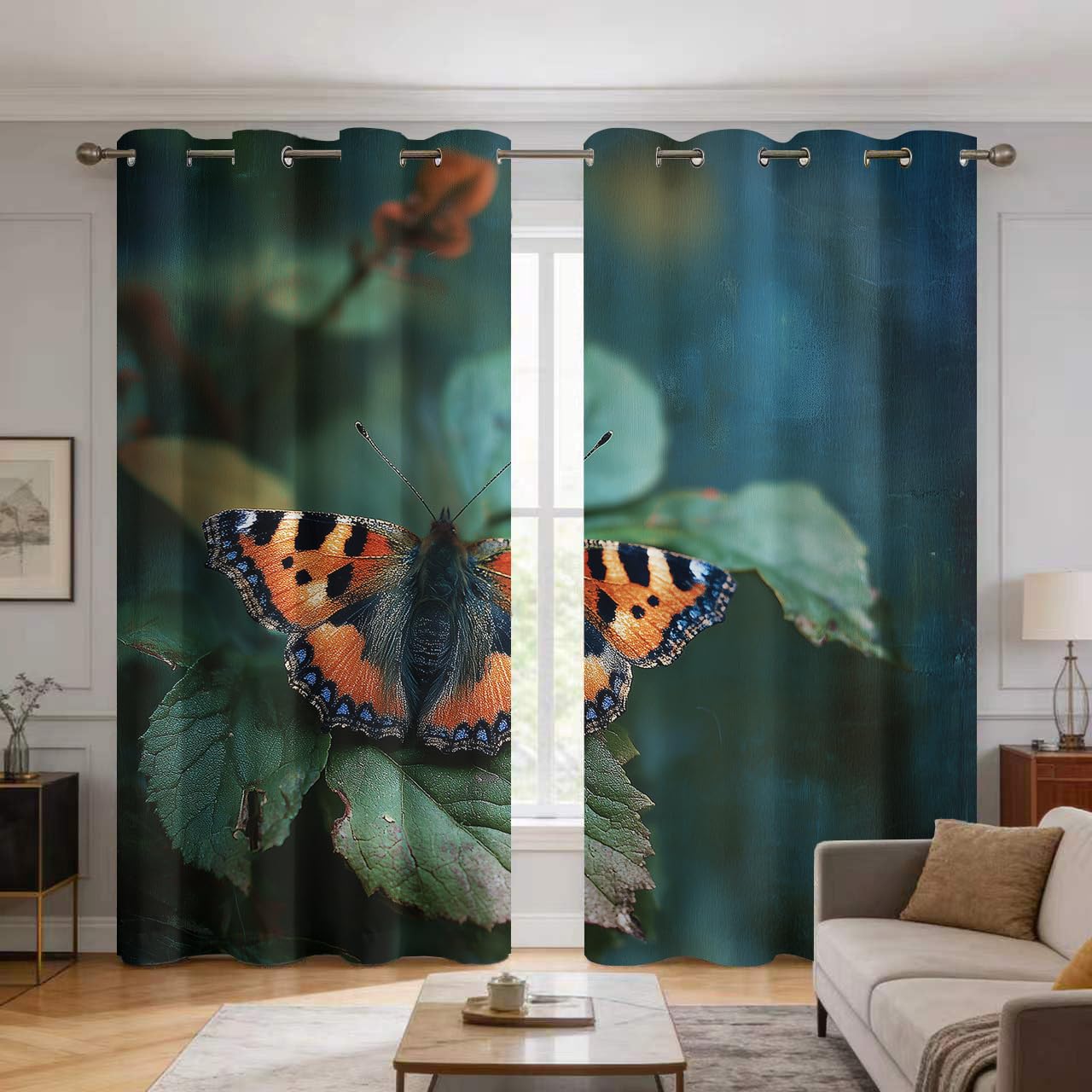 Generisch Schmetterling Vorhänge 2er Set, H 260 x B 140 cm Deko
