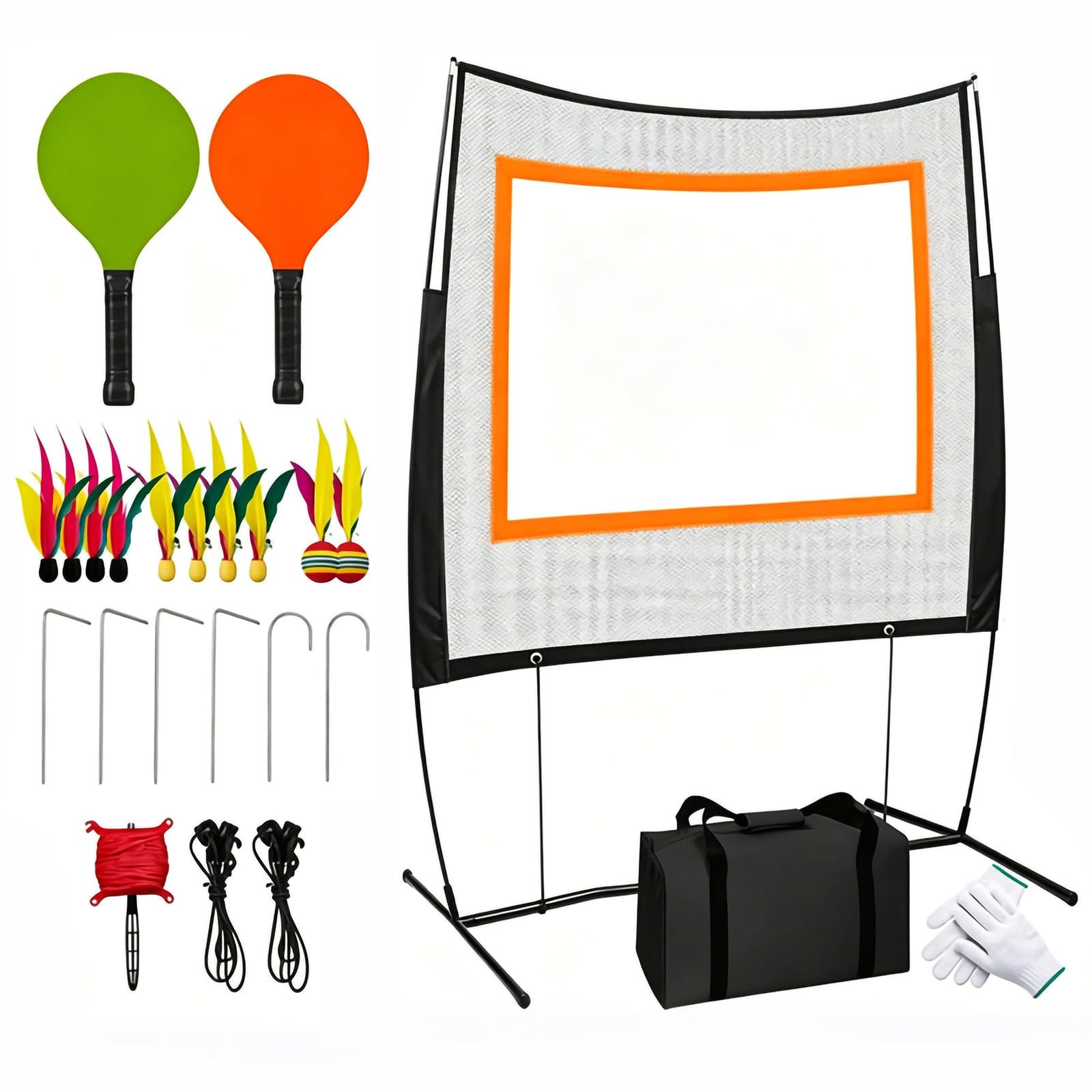 Rete da Tennis con accessori, nero, 12,8 m x 1,07 m, polietilene e nylon, pali di supporto inclusi