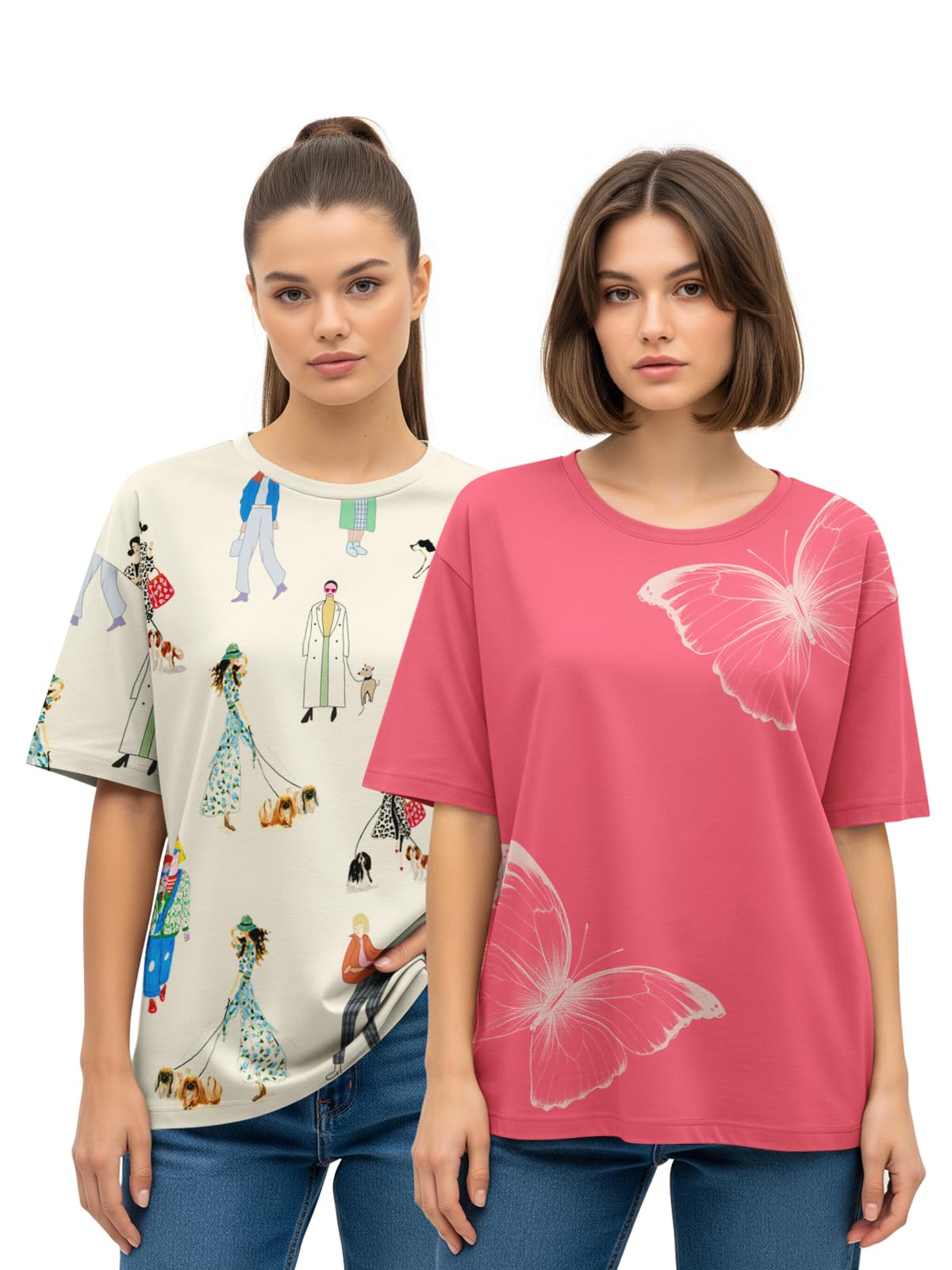 hellcat Multicolor Printed Oversized T-Shirt for Women |Pack of 2 T-Shirt-picture-11