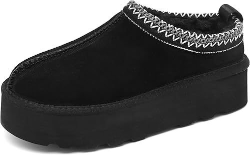 SMajong Botas de nieve de invierno para mujer, botas planas gruesas con forro de piel, zapatos cálidos y duraderos para el hogar, zapatos casuales