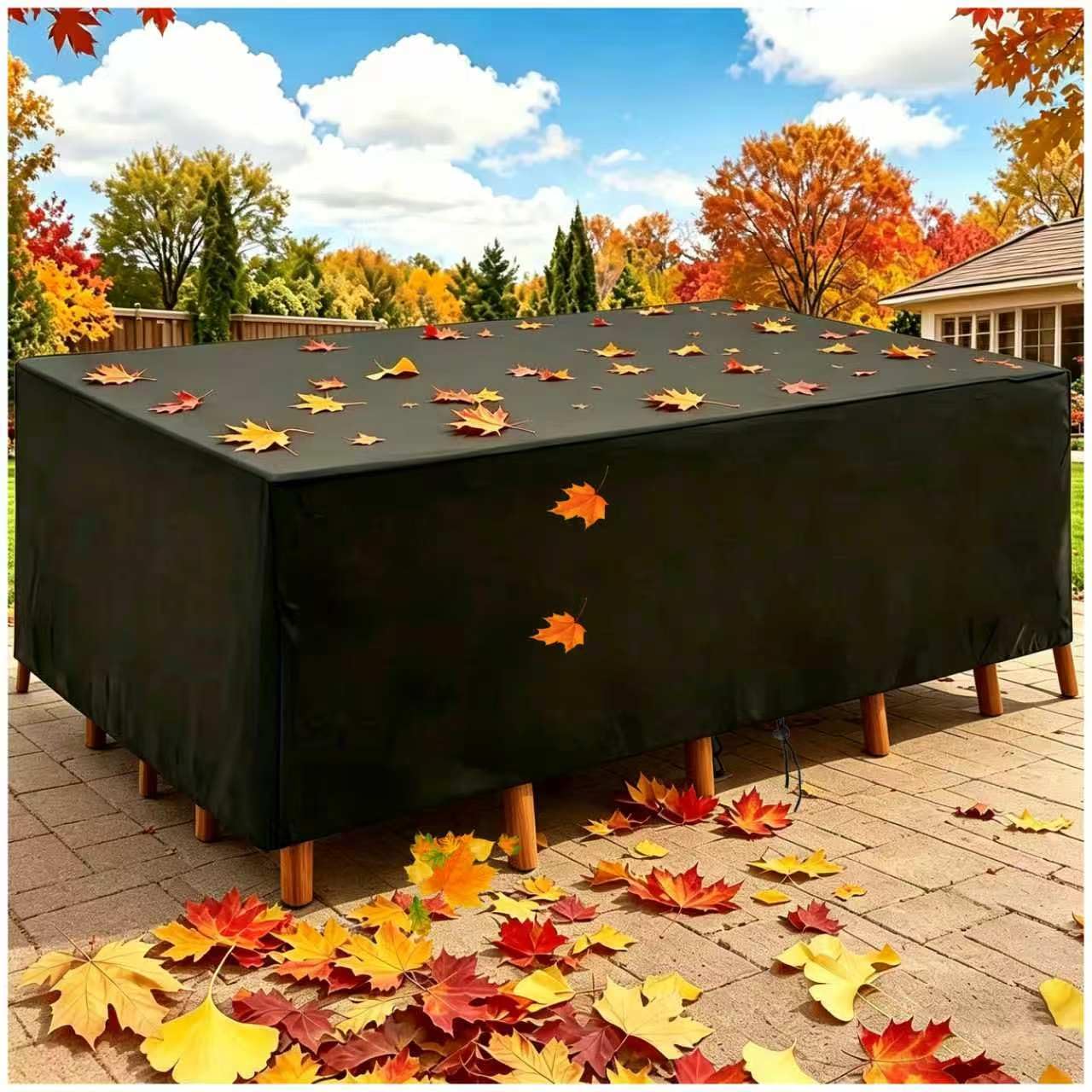 Rectangular Garden Furniture Covers - 50x50x50cm/LxWxH Black -Waterproof 420D Oxford Fabric Outdoor Table, Patio & Rattan Garden Furniture Covers, Windproof, Anti-UV, Rip Proof