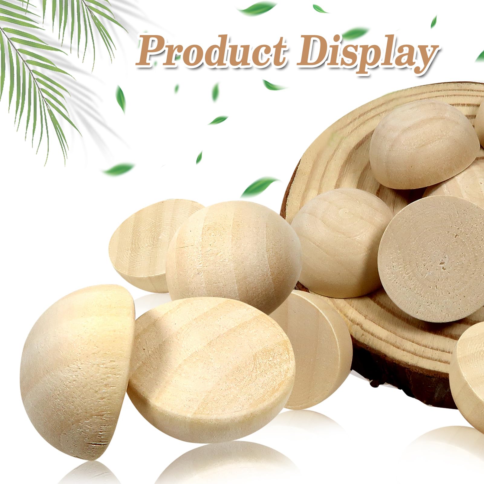 50 Perline Di Legno Semicircolari TOAOB - Cabochon Per Fai Da Te E Gioielli, 30 Mm - Foto 9