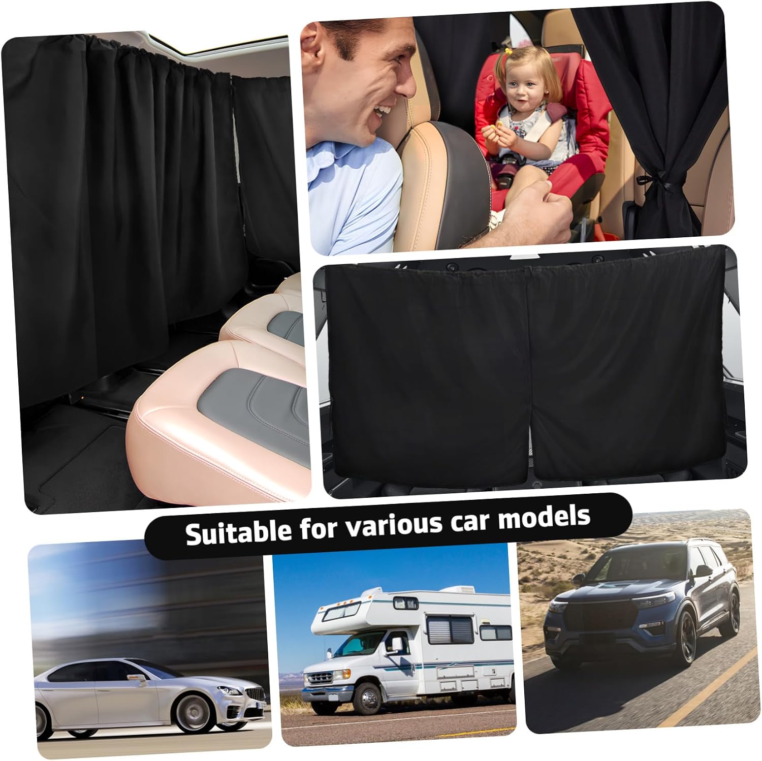 1 Set Car Privacy Curtains Window Shade Sun Protection Car Rear Window Divider Privacy Screen