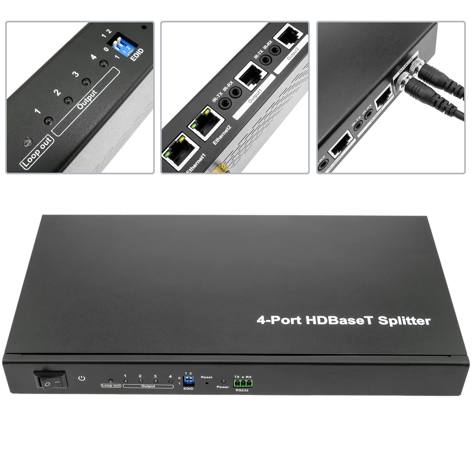 BeMatik - Extensor HDMI UltraHD 4K 2K FullHD 1080p Cat.5e Cat.6 Compatible con HDBaseT HDBT 100m - Transmisor 4 Puertos