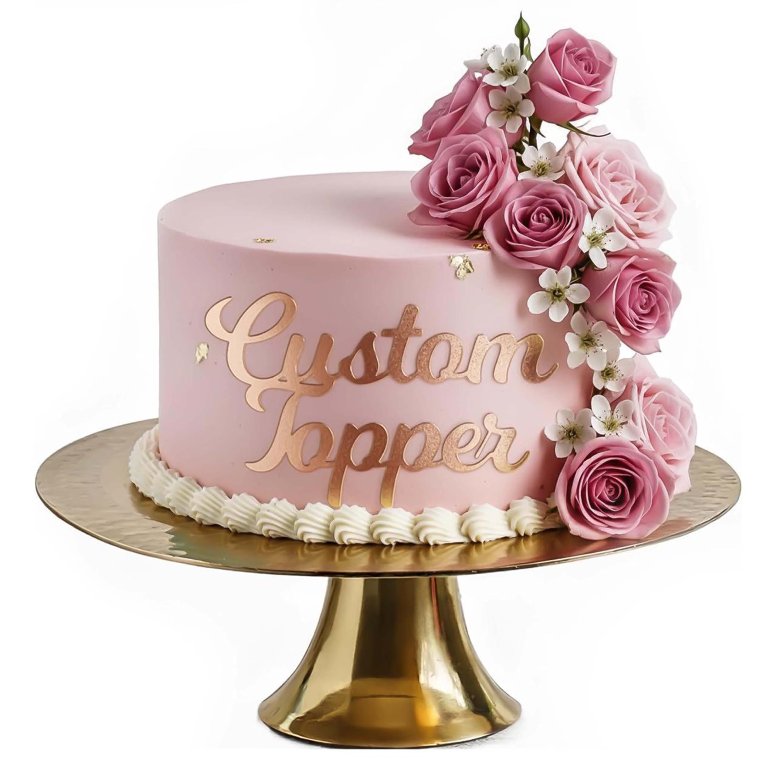 Personalized Acrylic Cake Topper, Large 3mm Custom Acrylic Letters Cake Decoration, Happy Birthday Sign Wedding Decoration Table Centre Piece Party (ROSE GOLD)