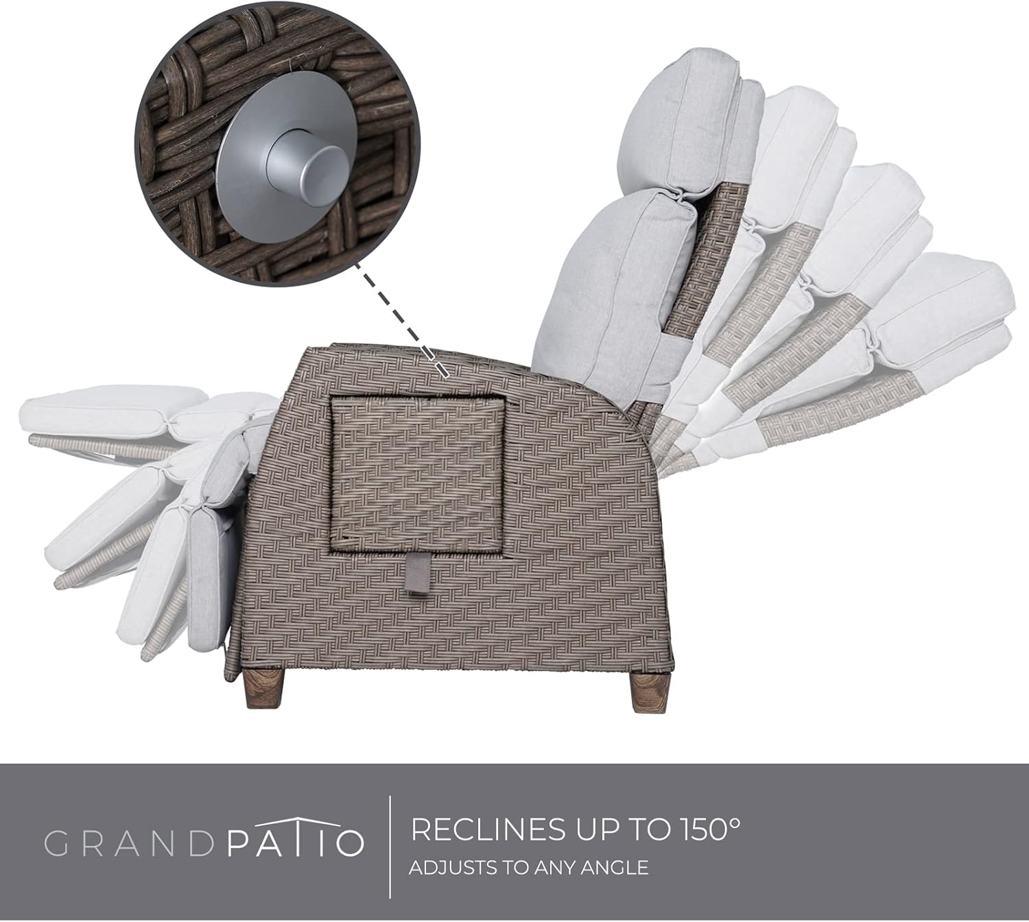 Grand patio Indoor & Outdoor Set of 2 Recliner Chair, PE Wicker Patio Recliner with Flip Table Reclining Lounge Chair, Mist Grey : Patio, Lawn & Garden