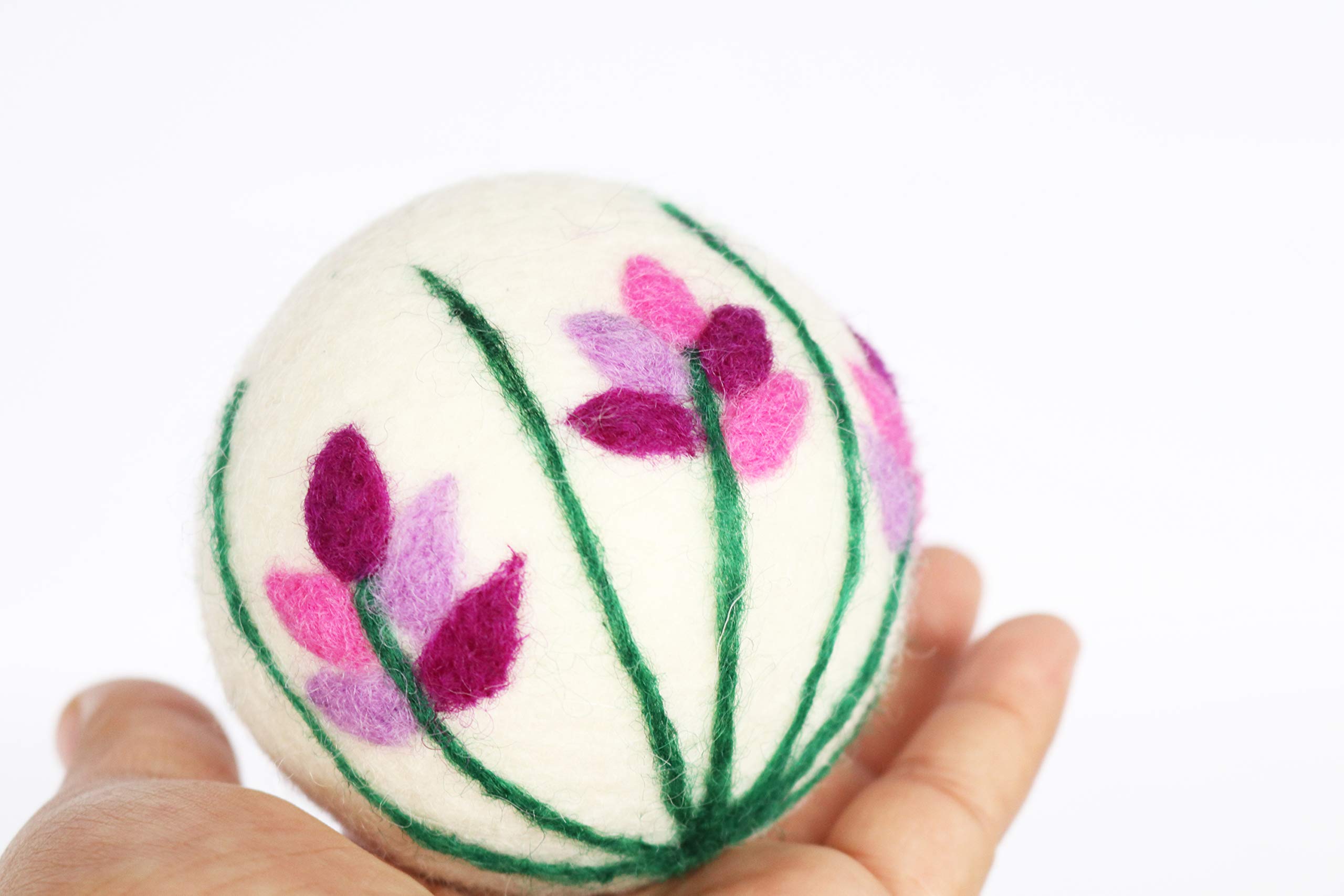 Bolas secadoras de lana orgánica – Lavanda 6 XL calidad premium reutilizable suavizante de tela natural, 100% hecho a mano, lana de merino de Nueva Zelanda, ramo de lavanda, comercio justo