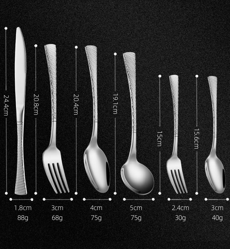 Juego de Cubiertos de Plata, 6/24/36/48/60/72 Piezas, vajilla de Acero Inoxidable 304, Cuchillo y Tenedor de Cola de Pescado de Doble Cara, Cuchara, Cuchillo para Carne doméstico y