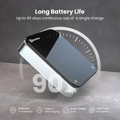 Miniatura 5 de Maestri House - Báscula de café con temporizador, báscula recargable precisa de 4.4 lbs0.00 oz para café expreso y café, báscula digital portátil de